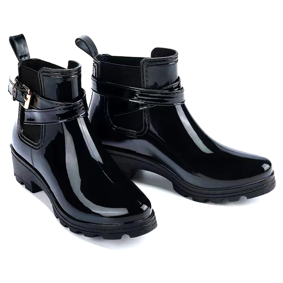Alana Buckled Strap Gumboot Rain Waterproof Boots - Image 4