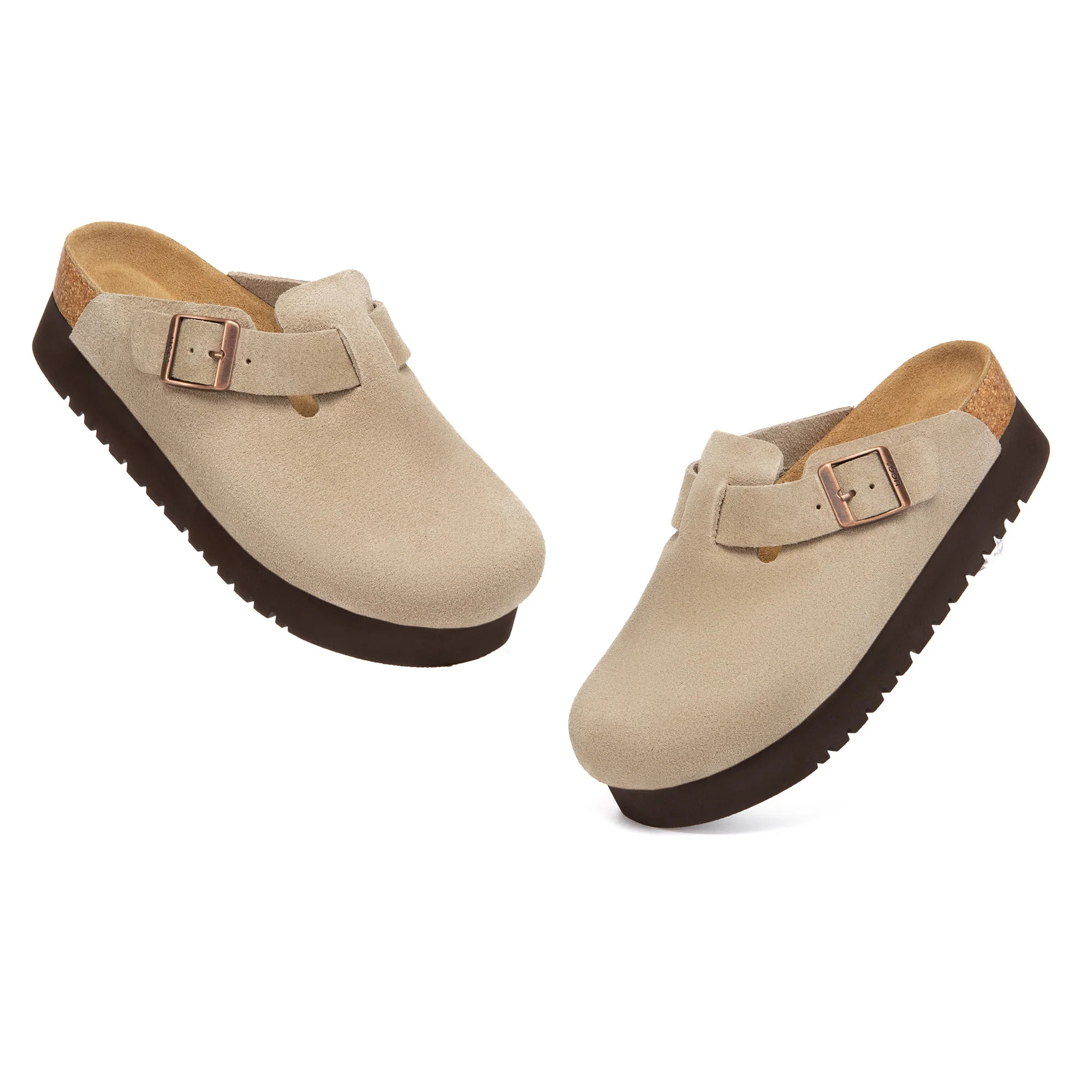 Birkie Suede Buckle Platform Clogs - Image 14
