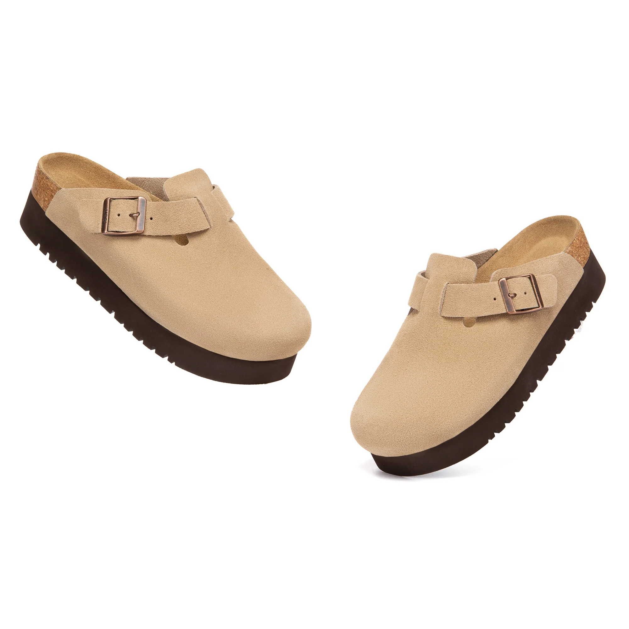 Birkie Suede Buckle Platform Clogs - Image 19