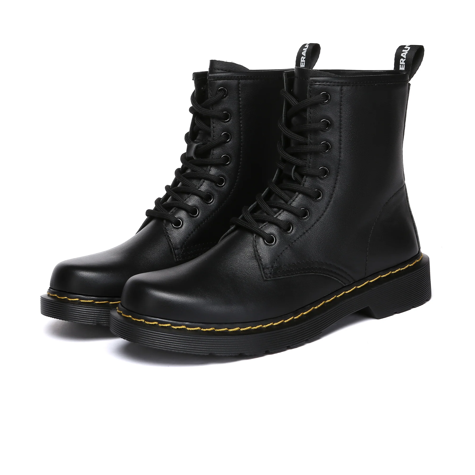 Black Docs Leather Chunky Boots - Image 4