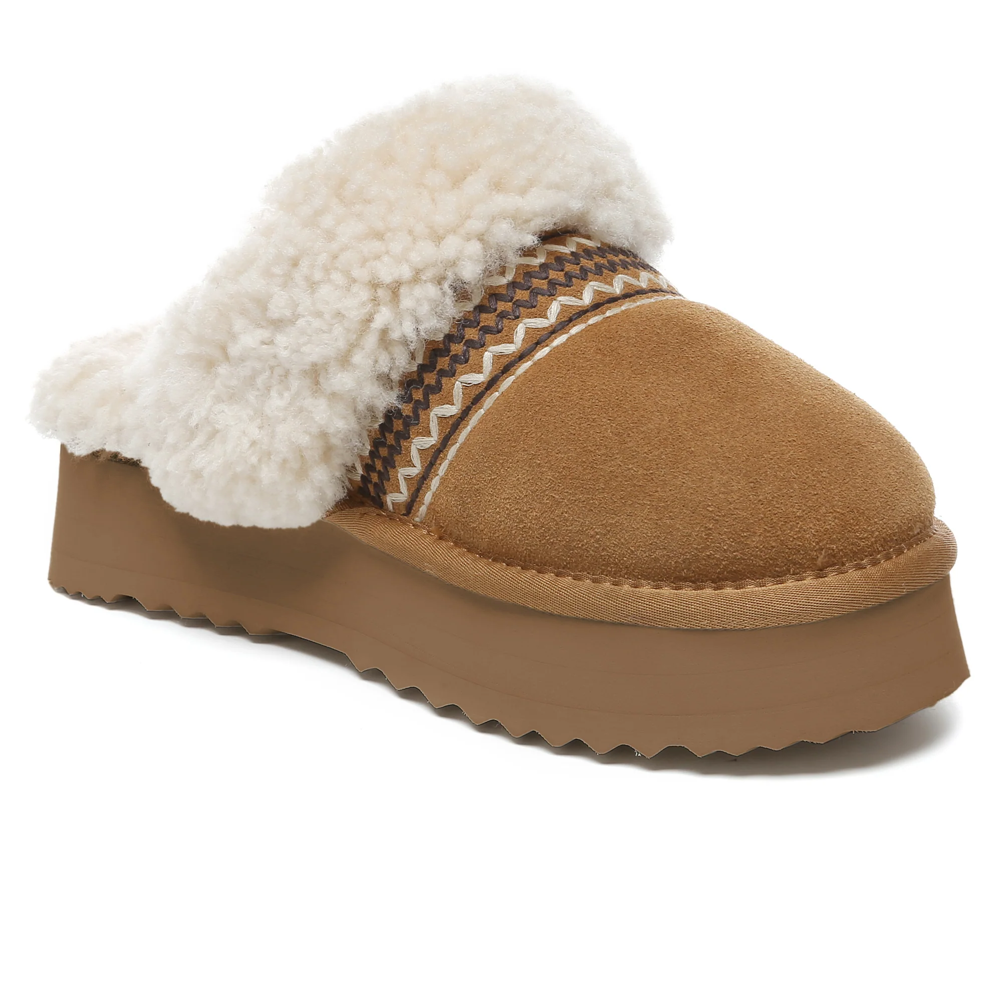 Bohemian Knitted UGG Platform Slippers - Image 3