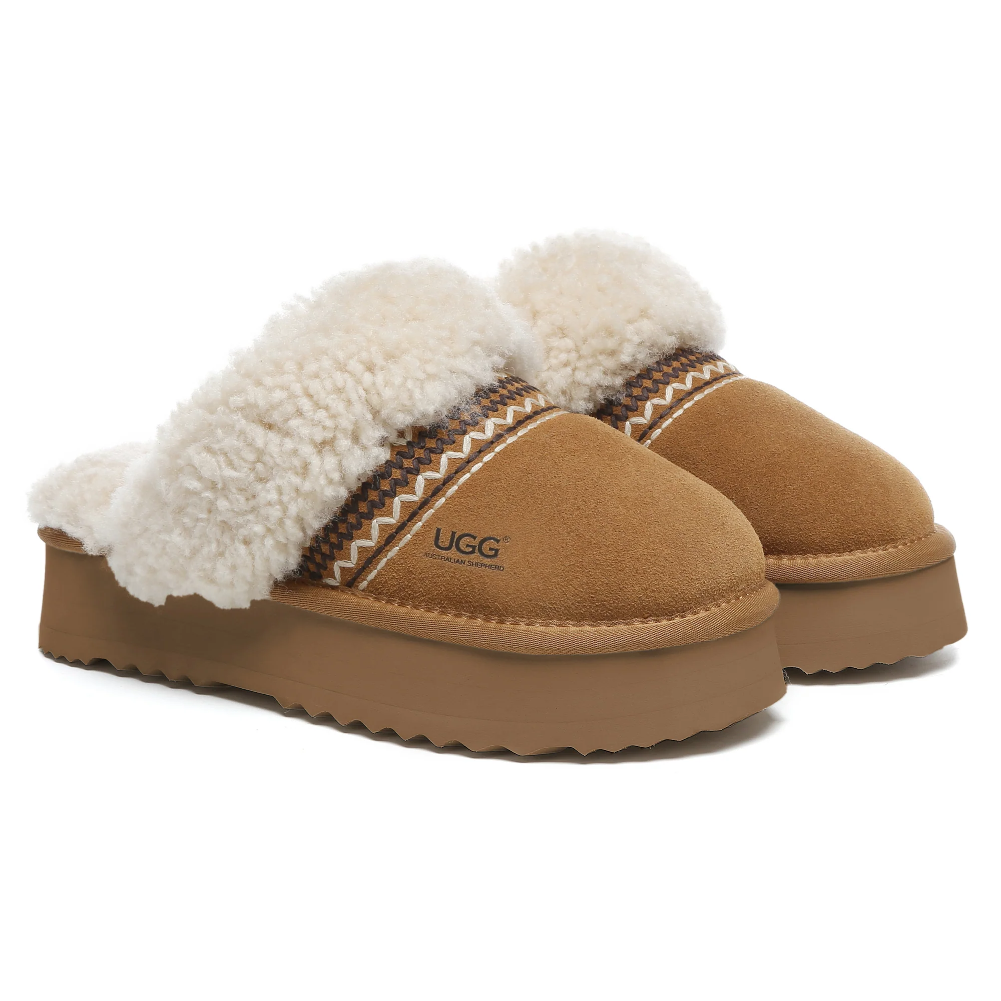 Bohemian Knitted UGG Platform Slippers - Image 4