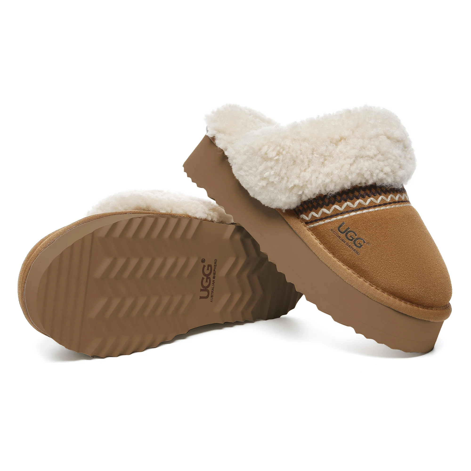 Bohemian Knitted UGG Platform Slippers - Image 5