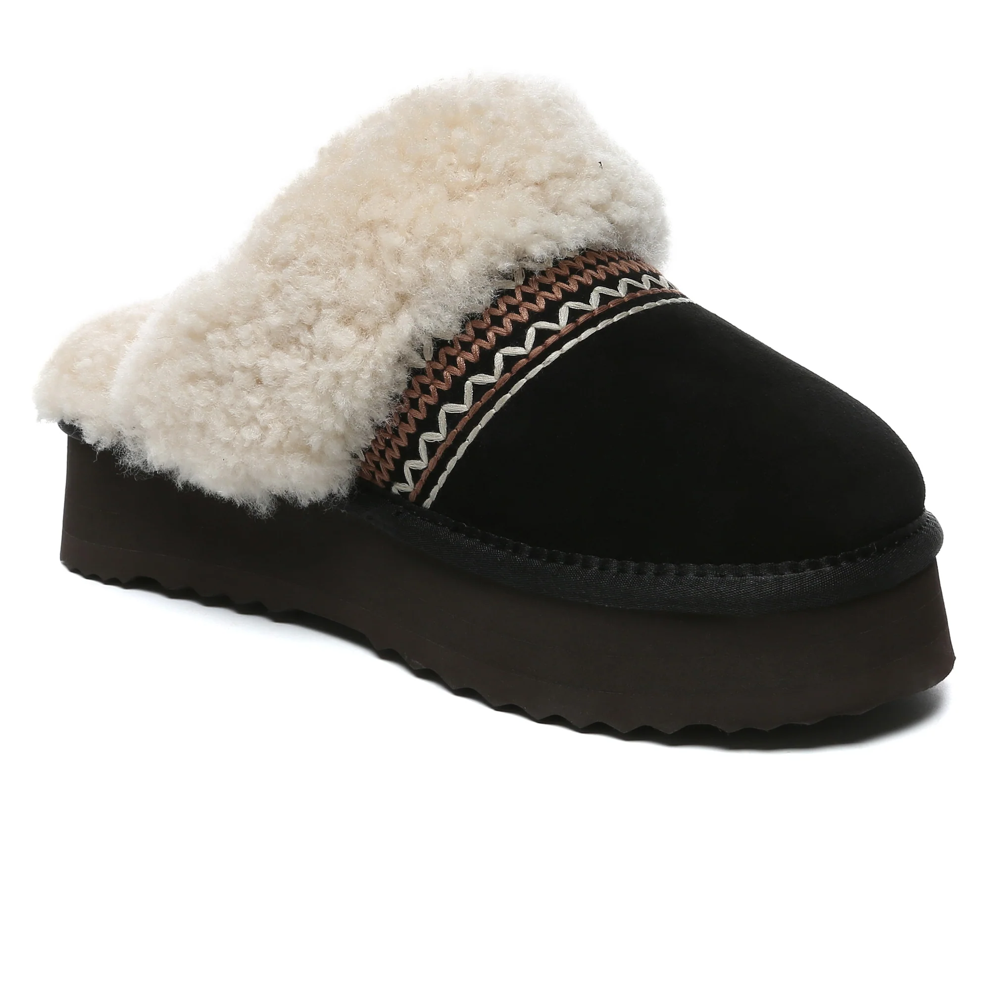 Bohemian Knitted UGG Platform Slippers - Image 8