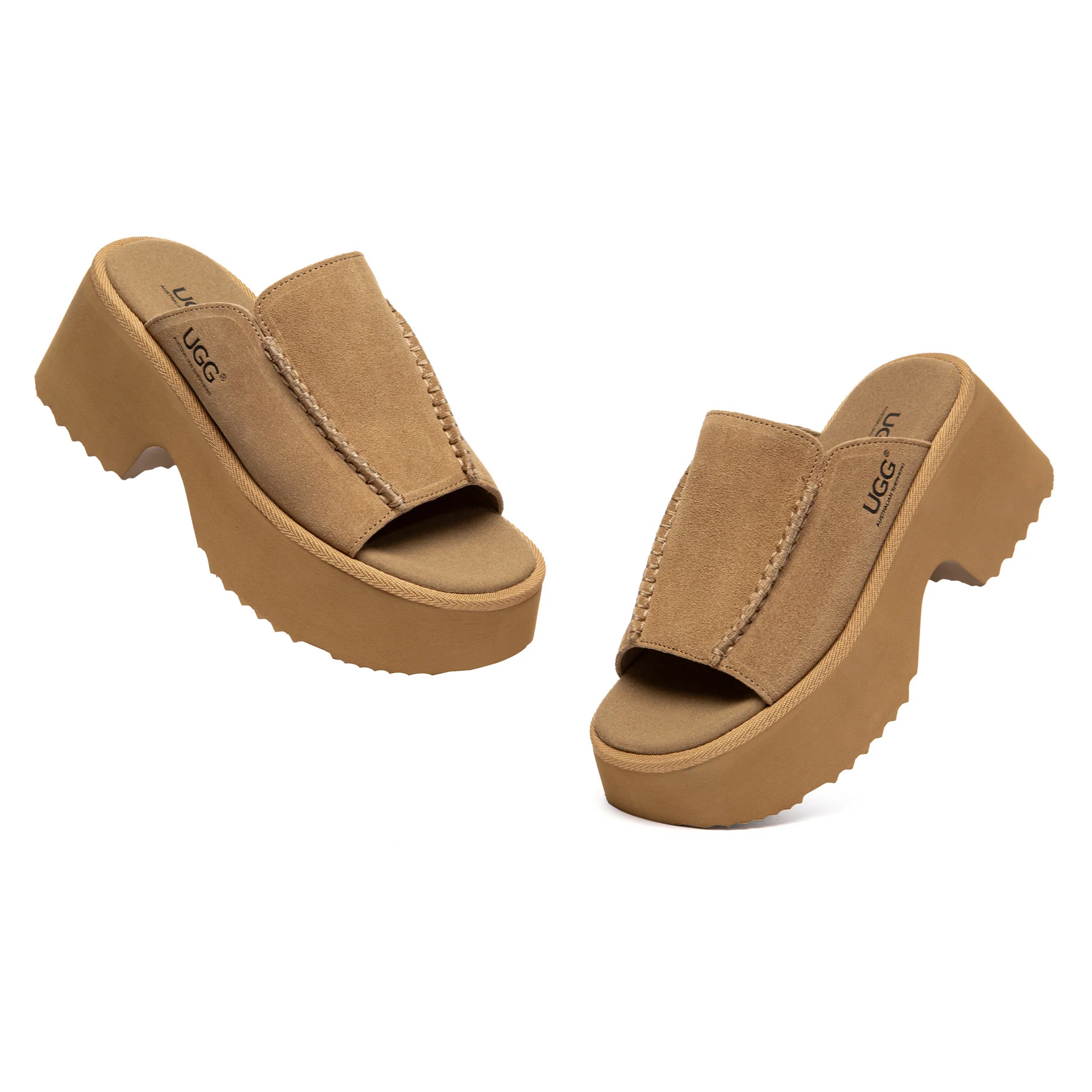 Chunky Heel Platform UGG Slippers - Image 4