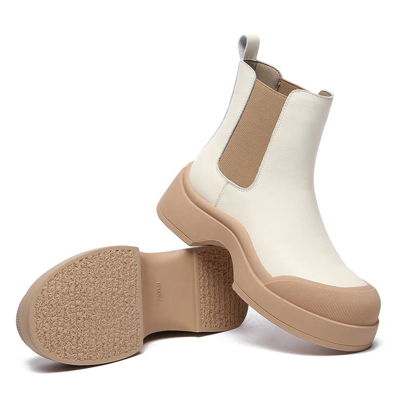 Cindy Women Leather Ankle Chunky Boots - Image 10