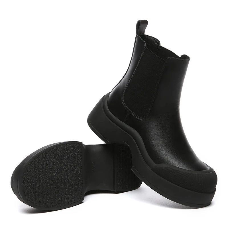 Cindy Women Leather Ankle Chunky Boots - Image 5