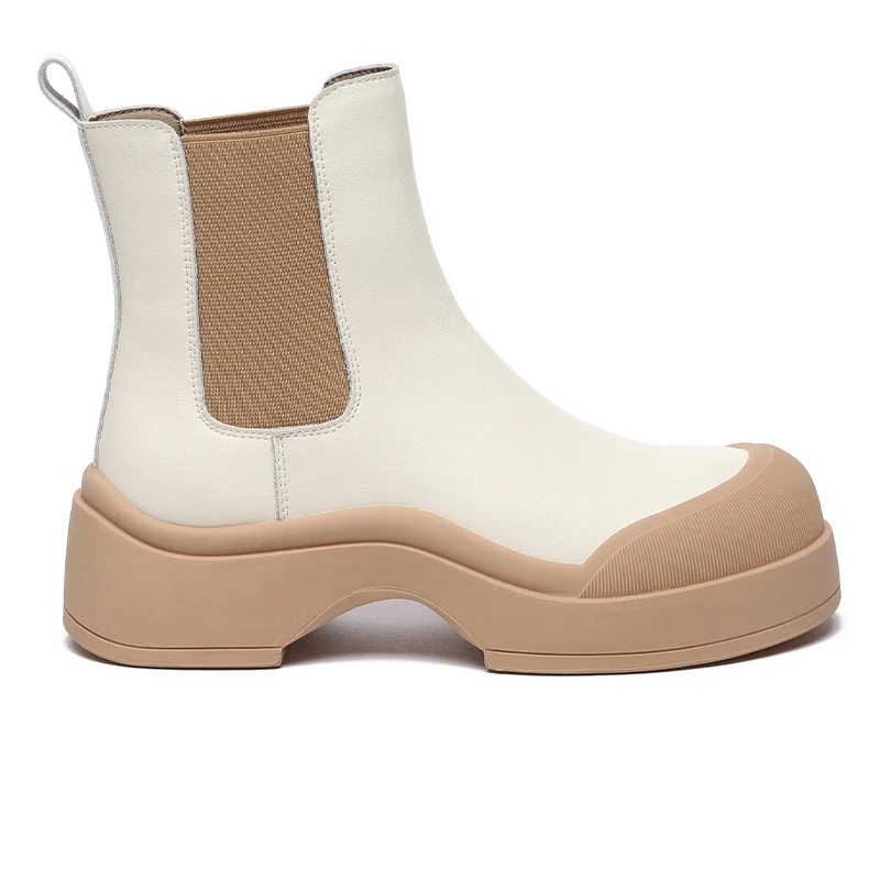 Cindy Women Leather Ankle Chunky Boots - Image 6