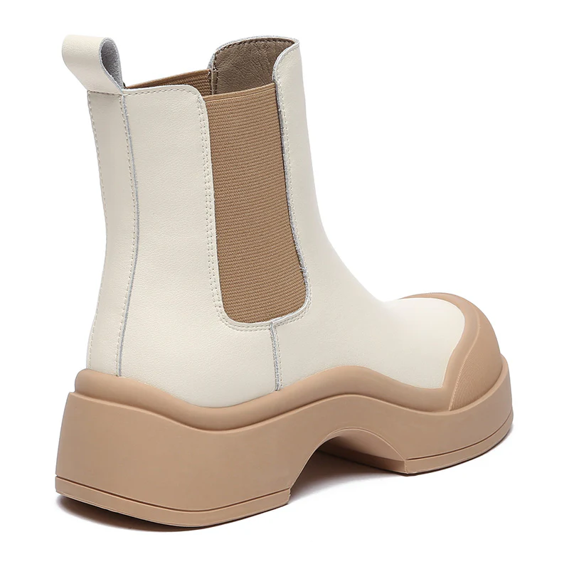 Cindy Women Leather Ankle Chunky Boots - Image 7