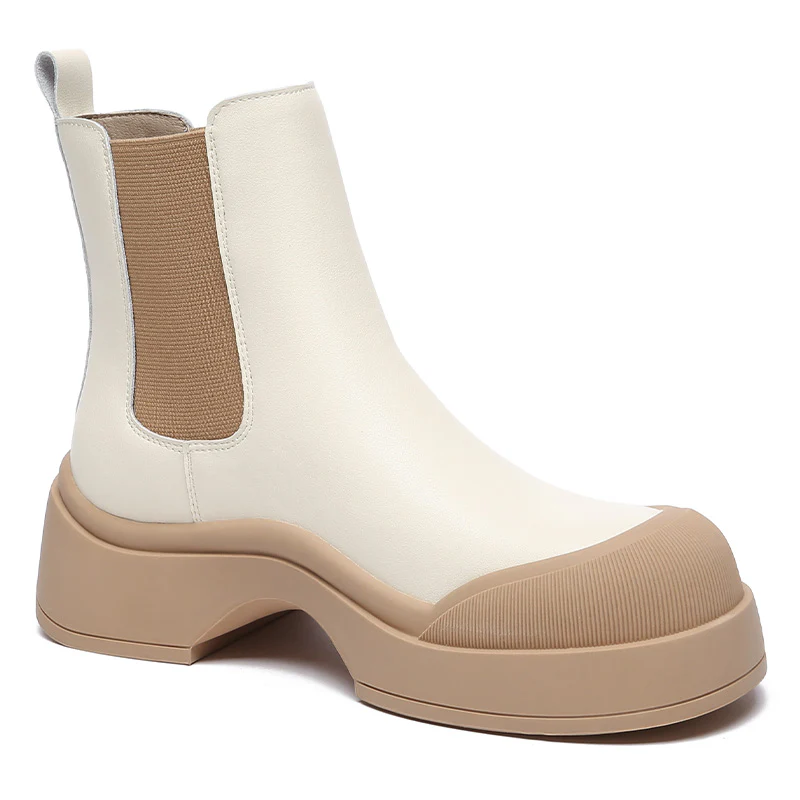 Cindy Women Leather Ankle Chunky Boots - Image 8