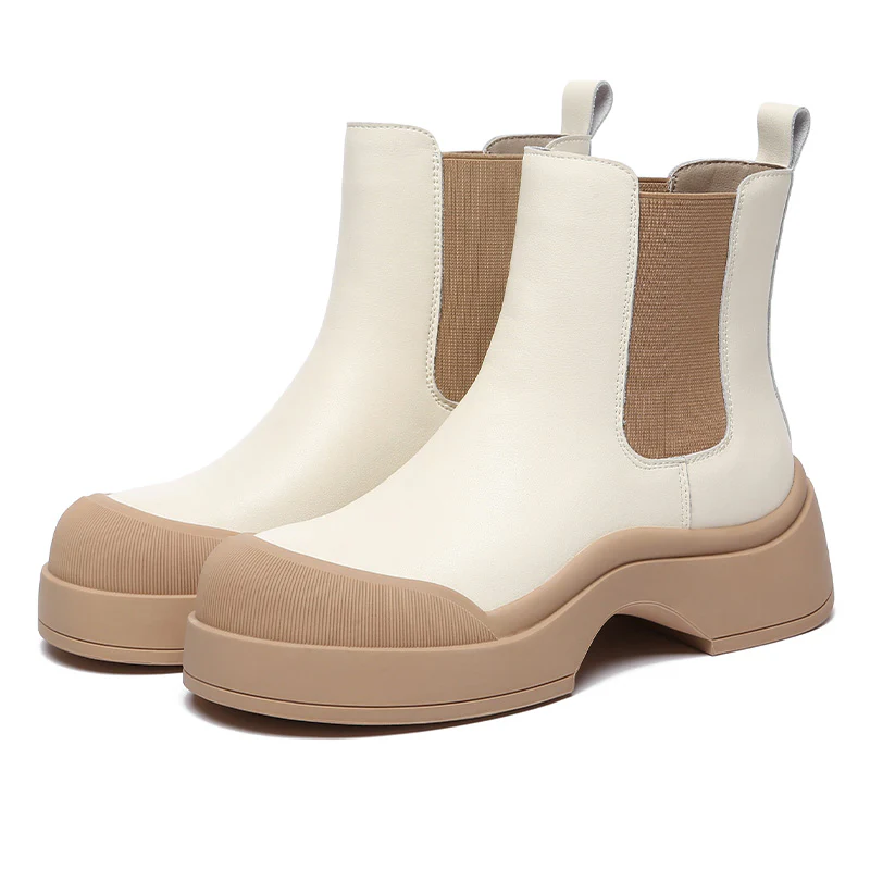 Cindy Women Leather Ankle Chunky Boots - Image 9