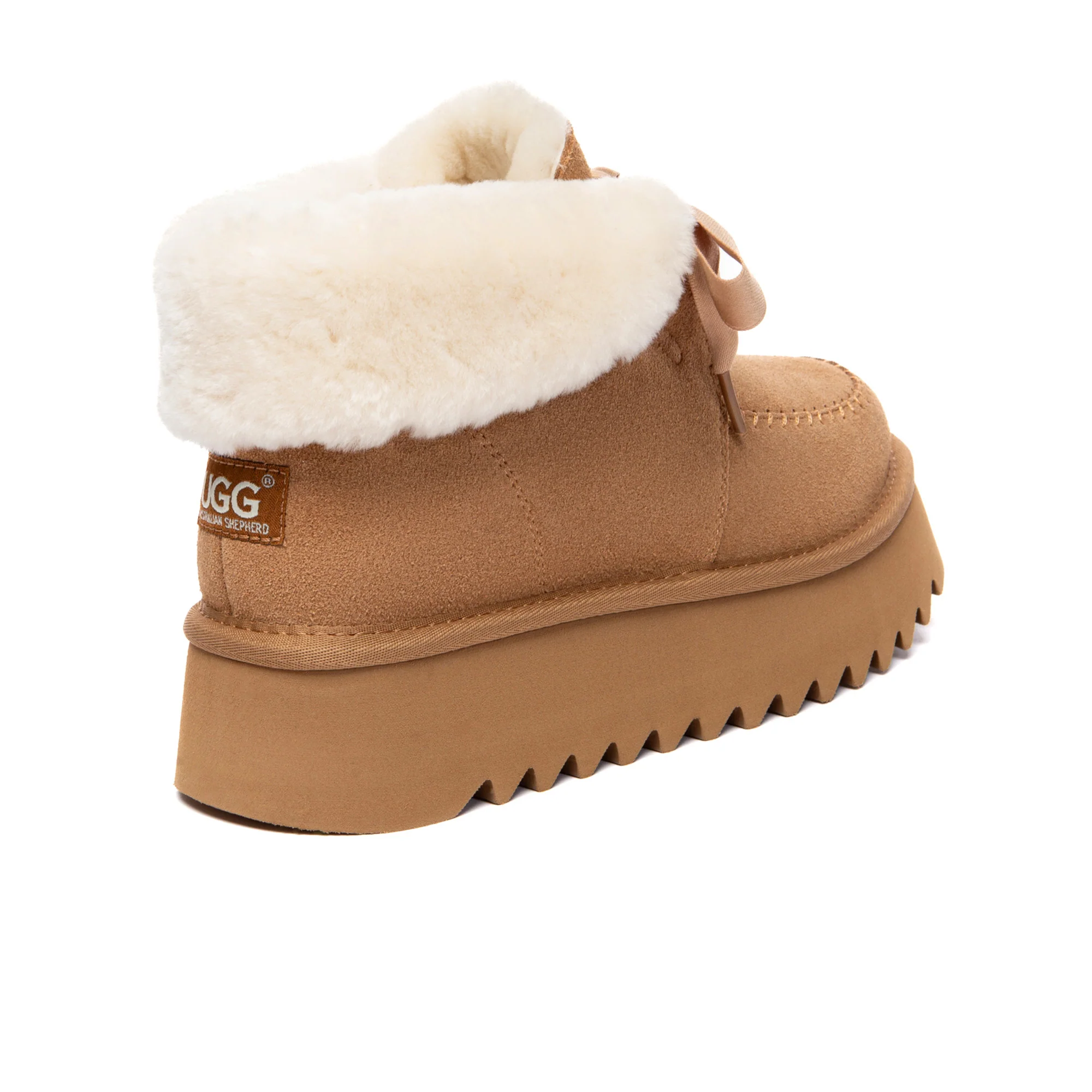 Cosy Lace Up Bow Platform UGG Boots - Image 2