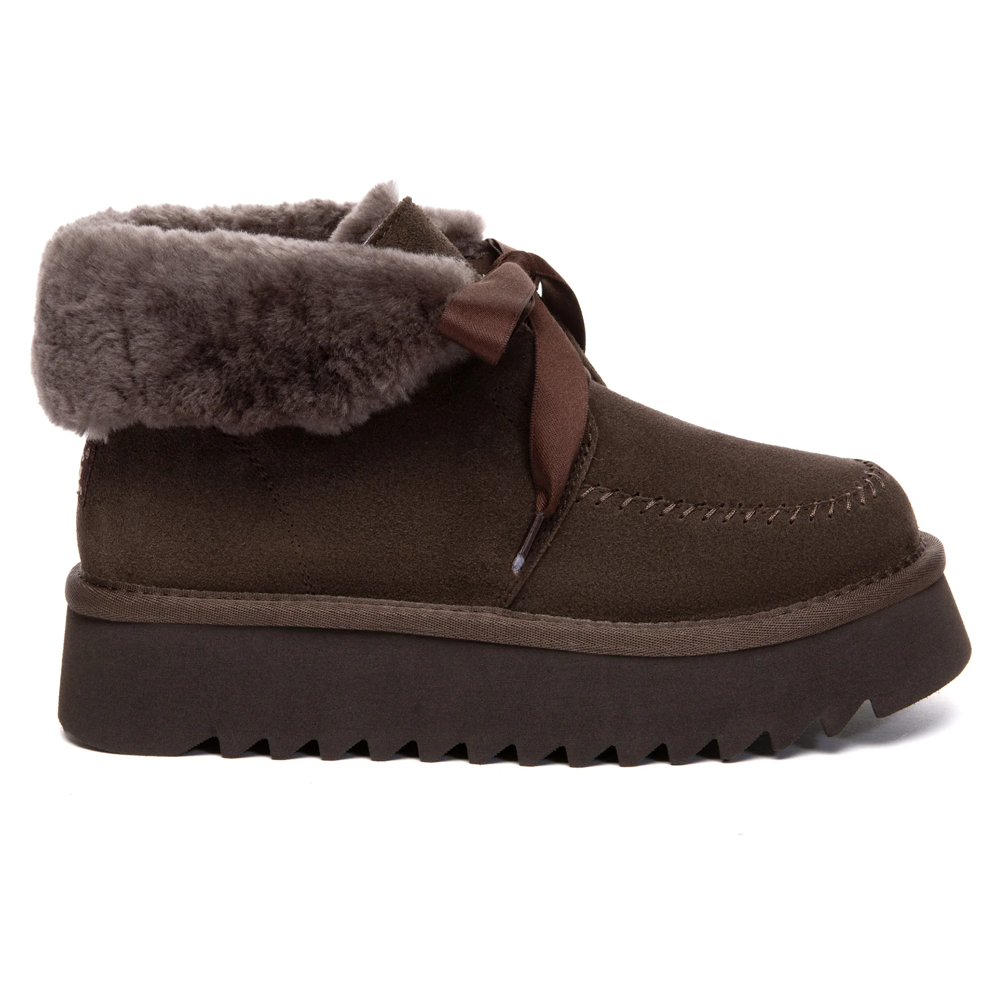 Cosy Lace Up Bow Platform UGG Boots - Image 6