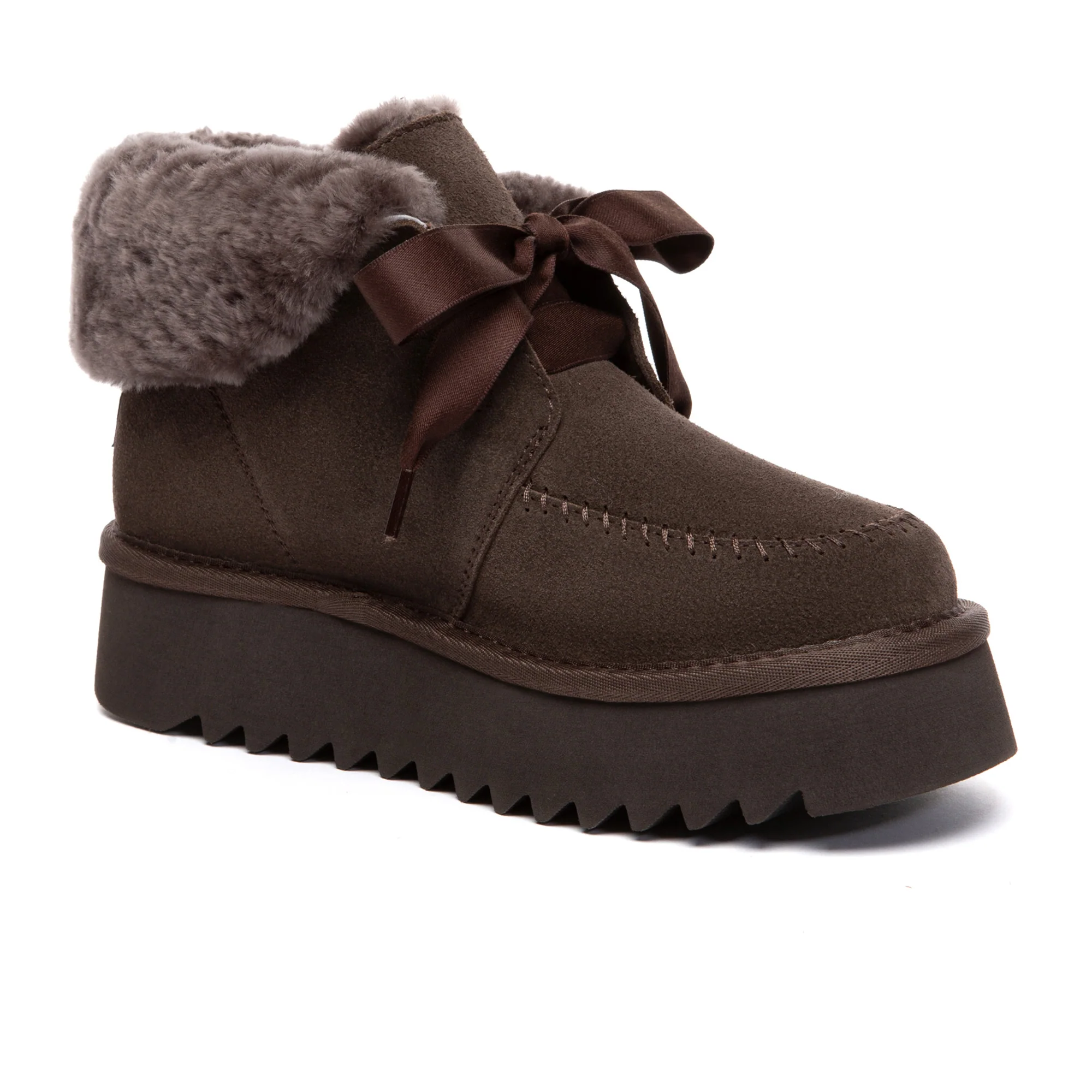 Cosy Lace Up Bow Platform UGG Boots - Image 8