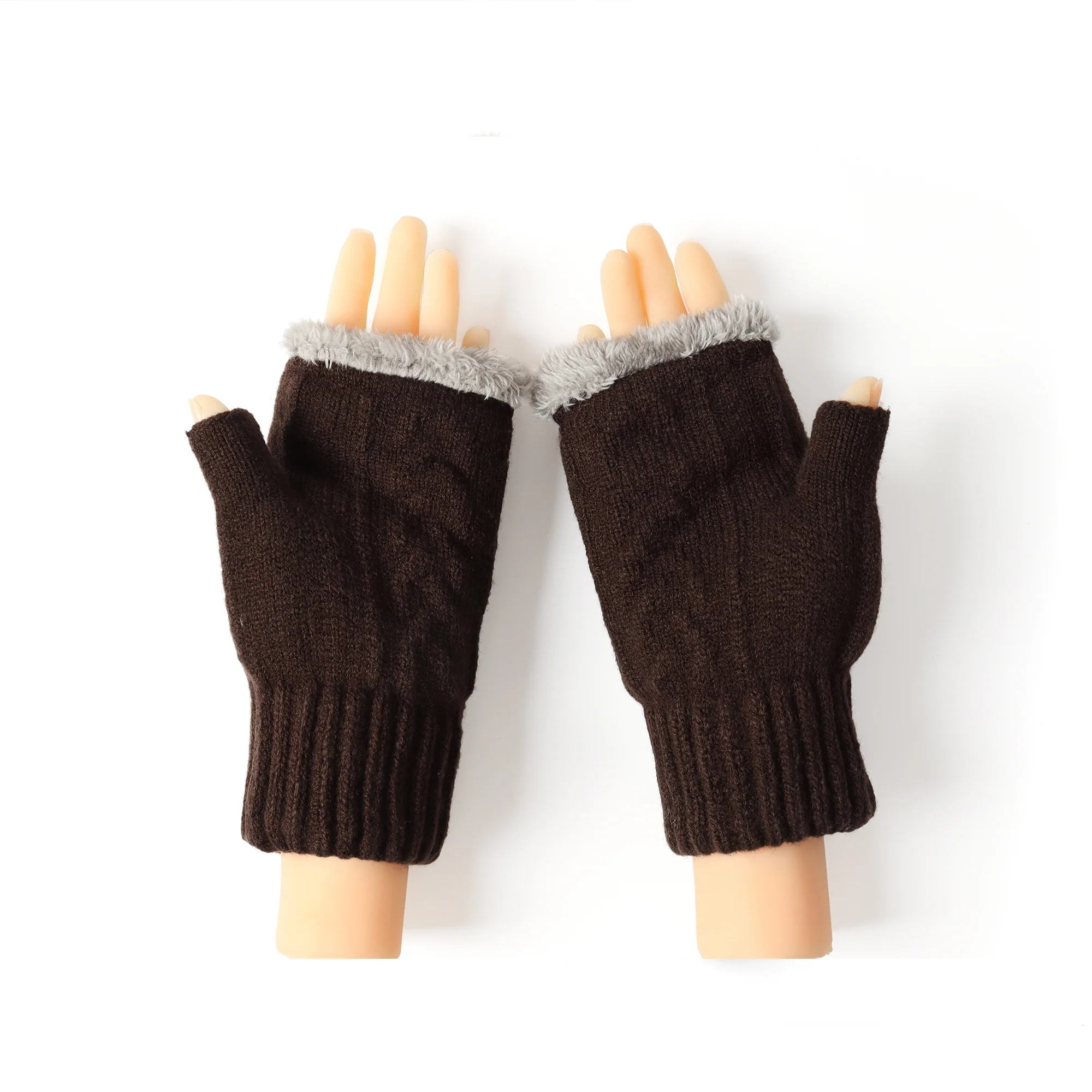 Fingerless Ultra Plush Knit Gloves - Image 15