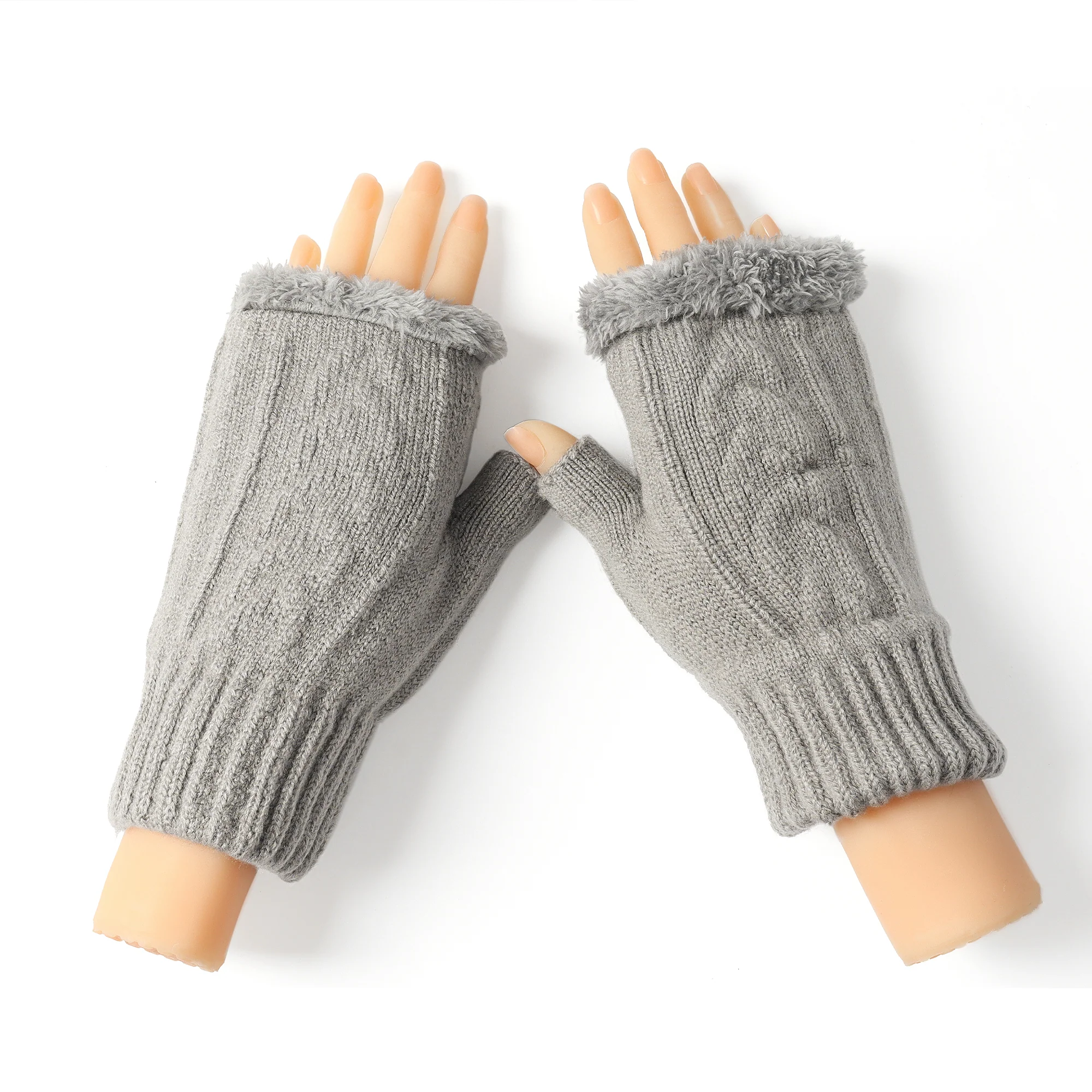 Fingerless Ultra Plush Knit Gloves - Image 20