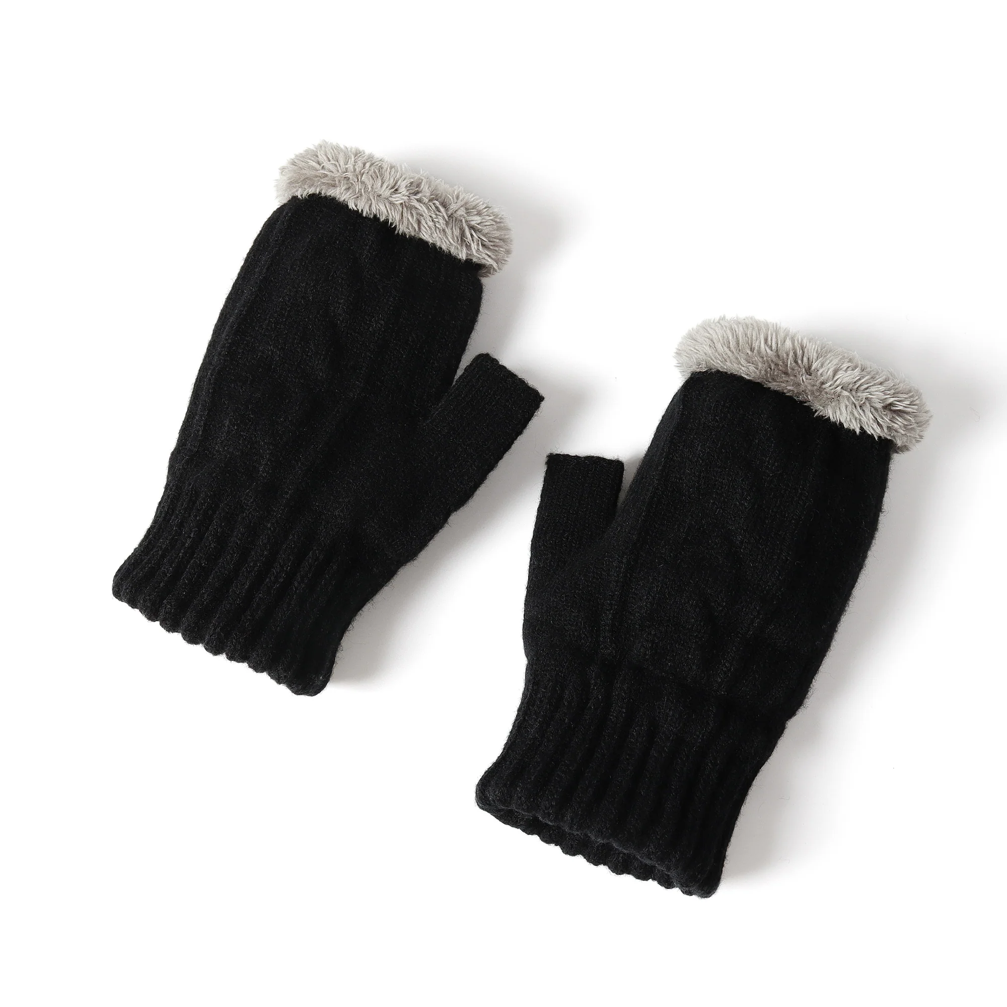Fingerless Ultra Plush Knit Gloves - Image 4