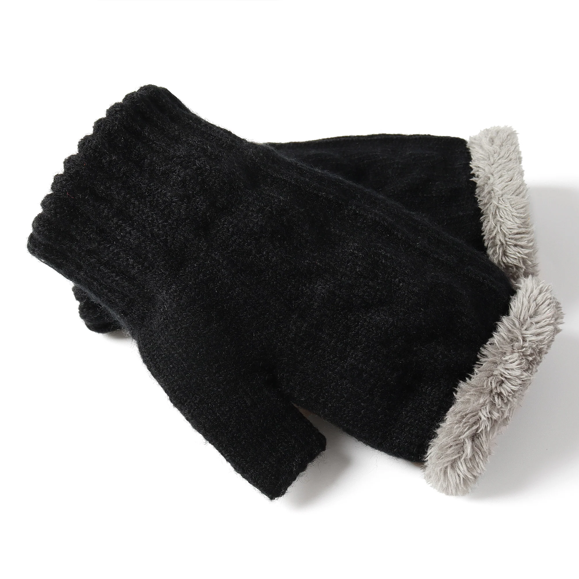 Fingerless Ultra Plush Knit Gloves - Image 5