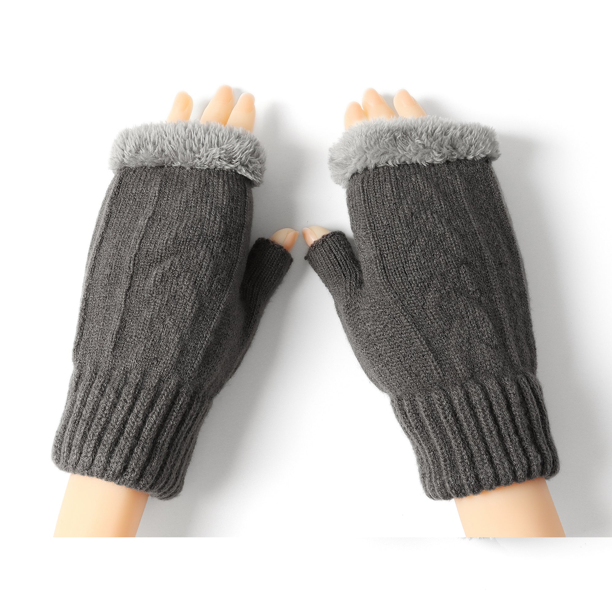 Fingerless Ultra Plush Knit Gloves - Image 8