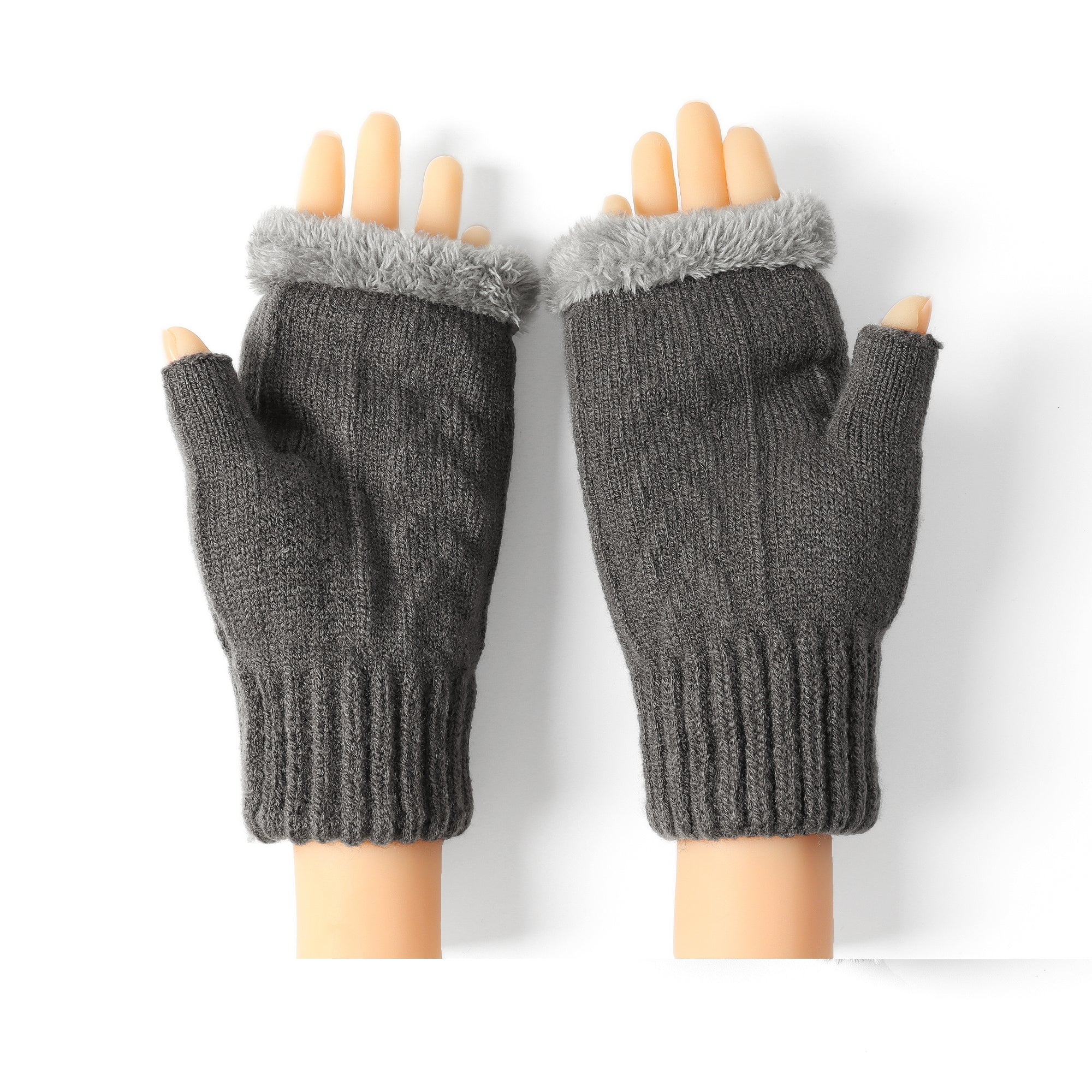 Fingerless Ultra Plush Knit Gloves - Image 9