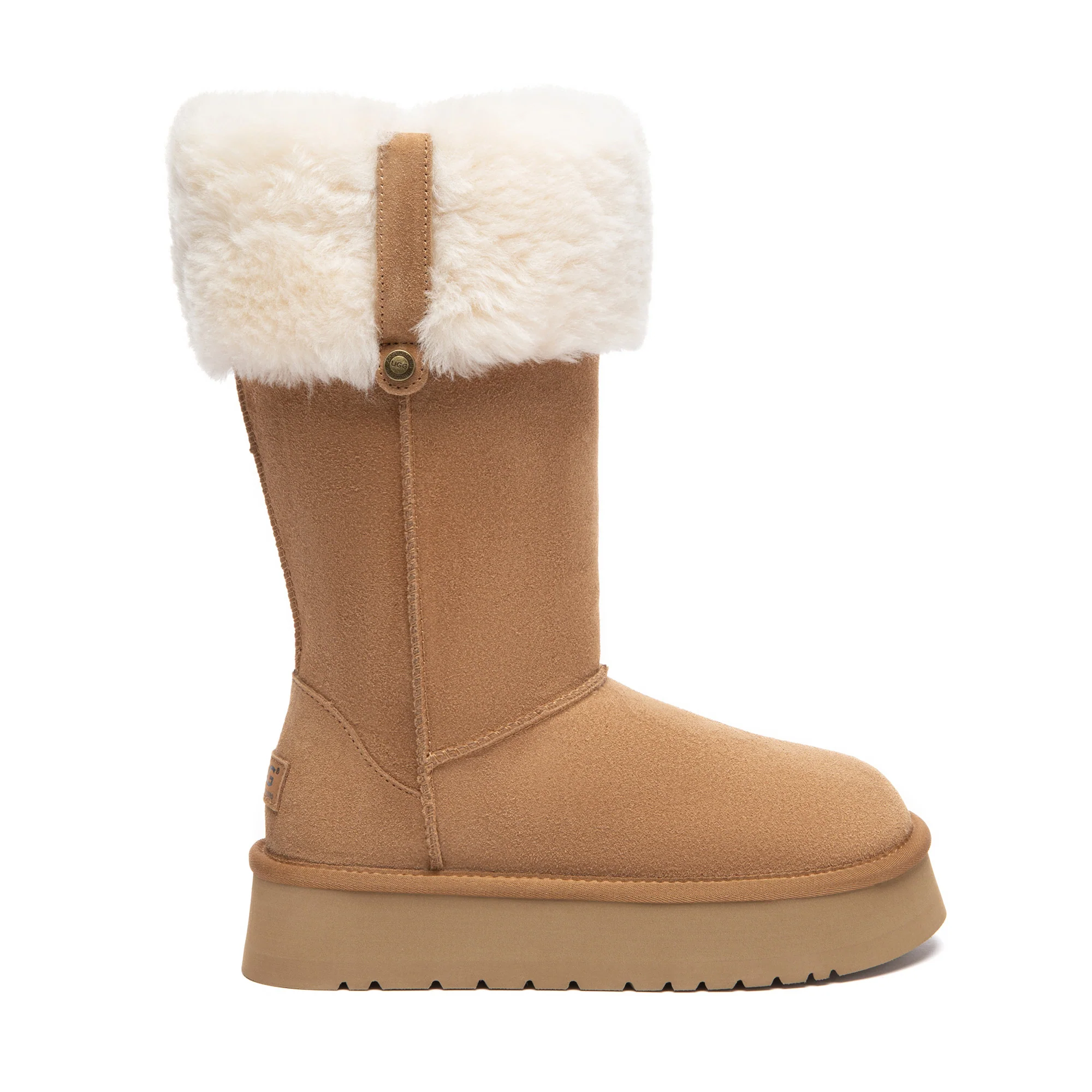 Fluffy Collar Platform Tall UGG Boots