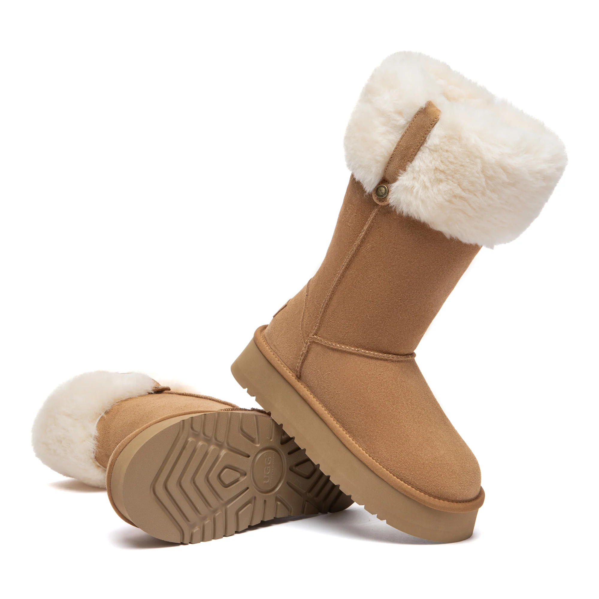 Fluffy Collar Platform Tall UGG Boots - Image 5
