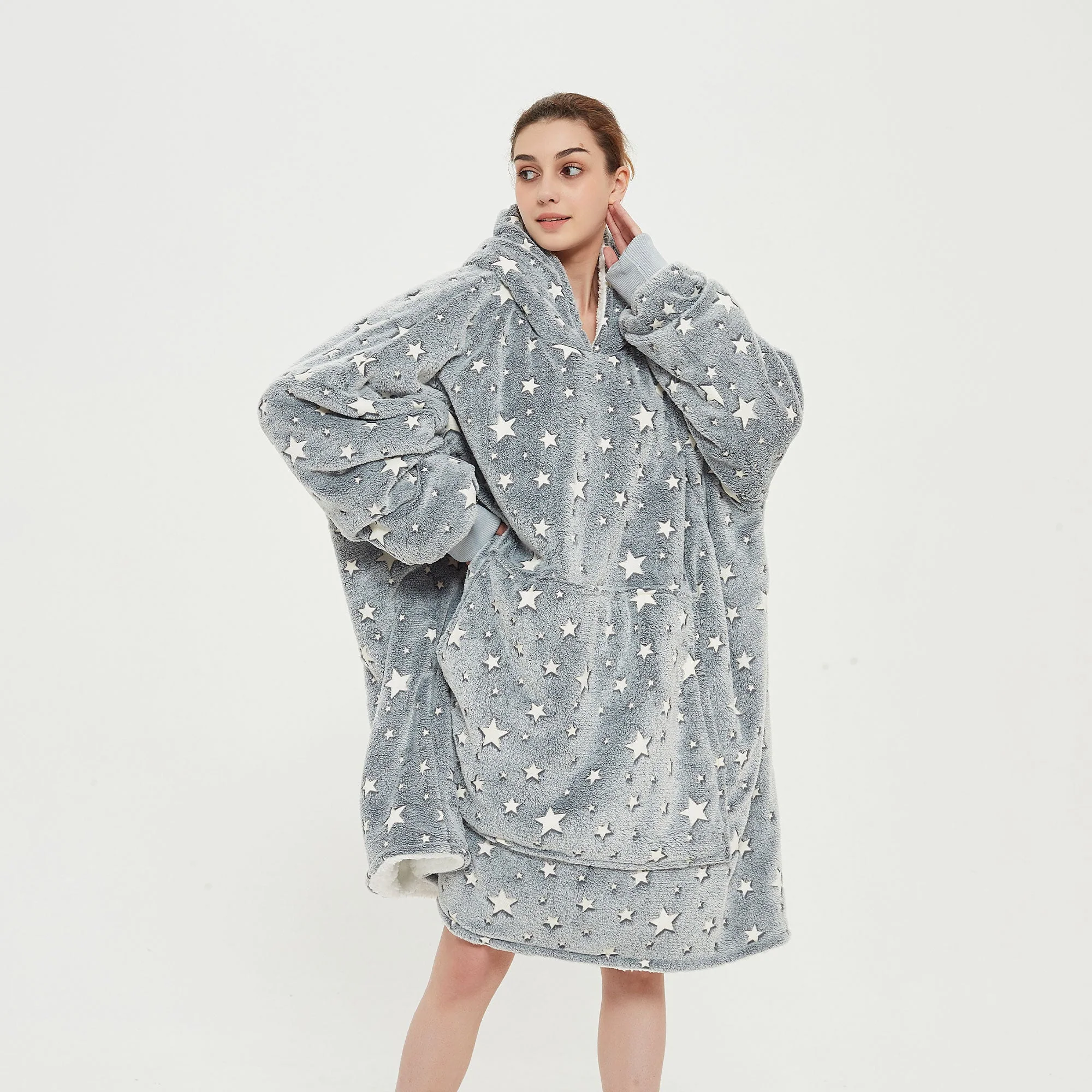 Glow In The Dark Stars Hoodie Blanket