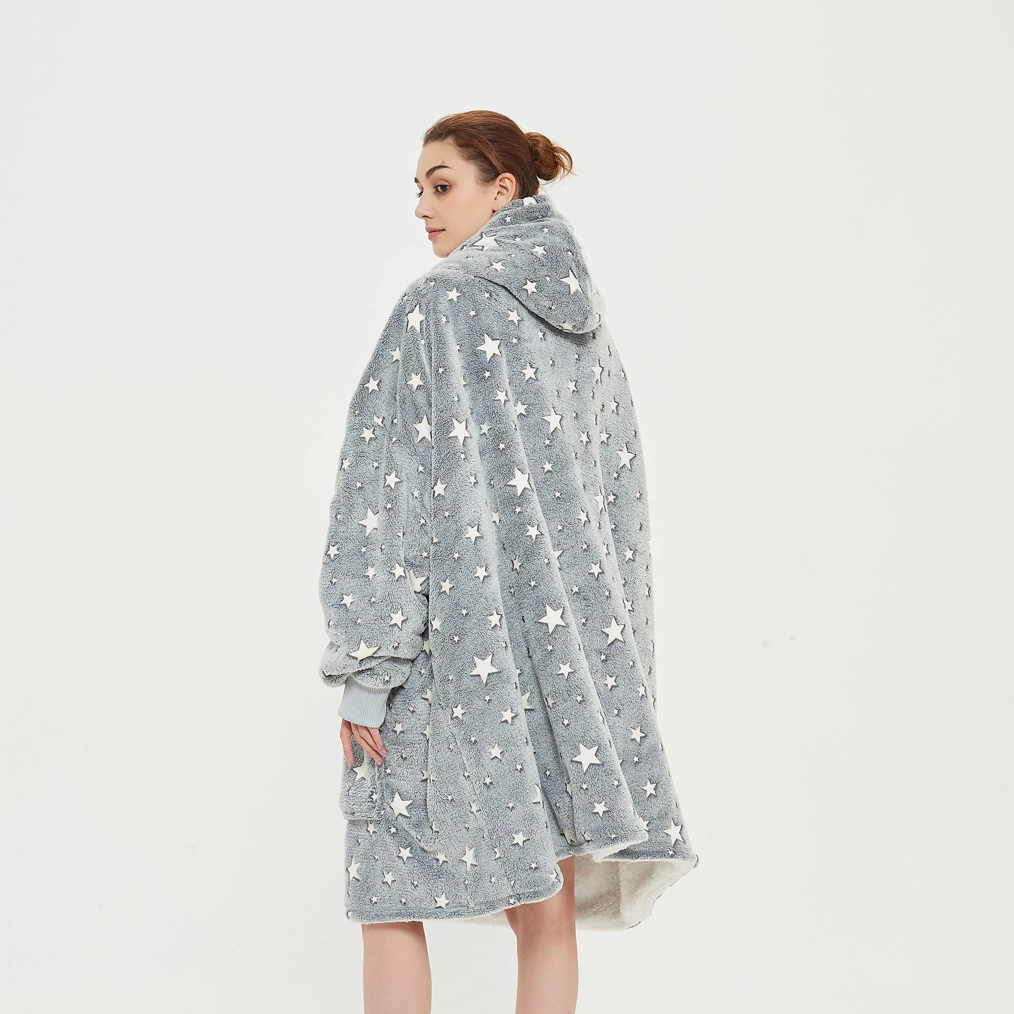 Glow In The Dark Stars Hoodie Blanket - Image 2