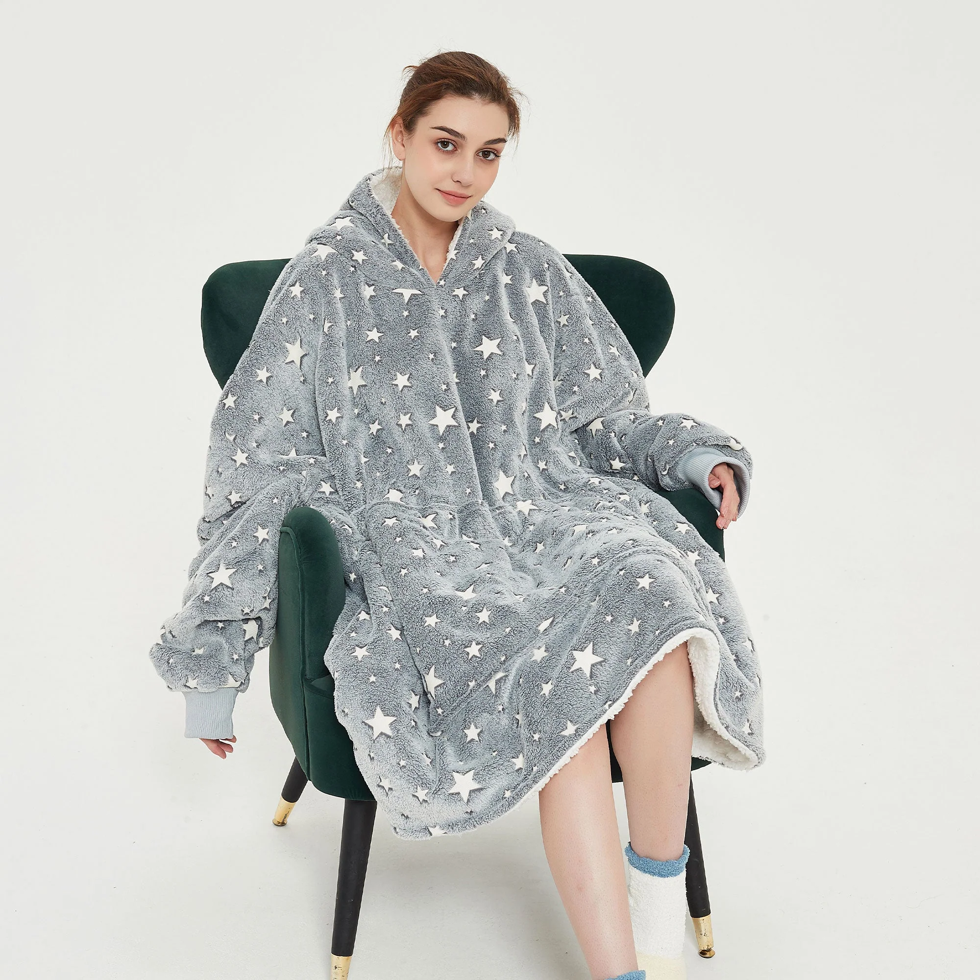 Glow In The Dark Stars Hoodie Blanket - Image 3