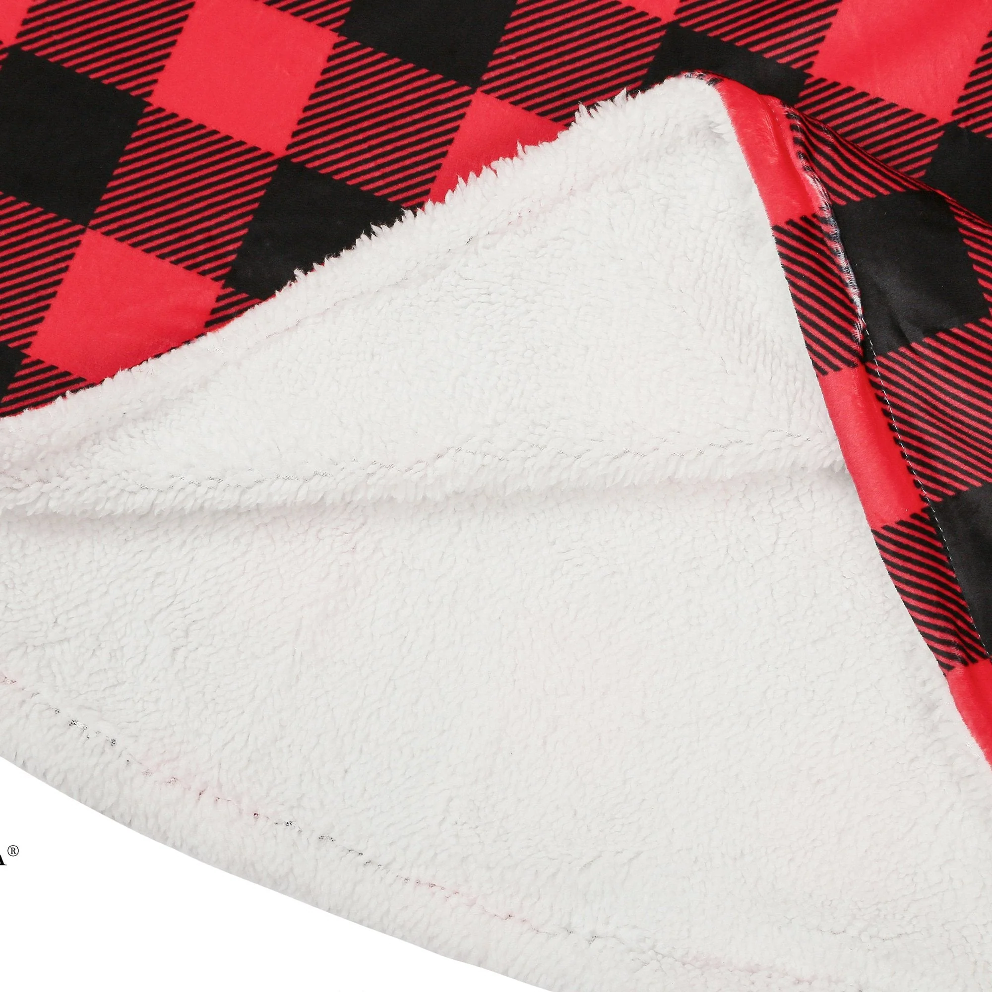 Hoodie Blanket Adult Red Check - Image 5