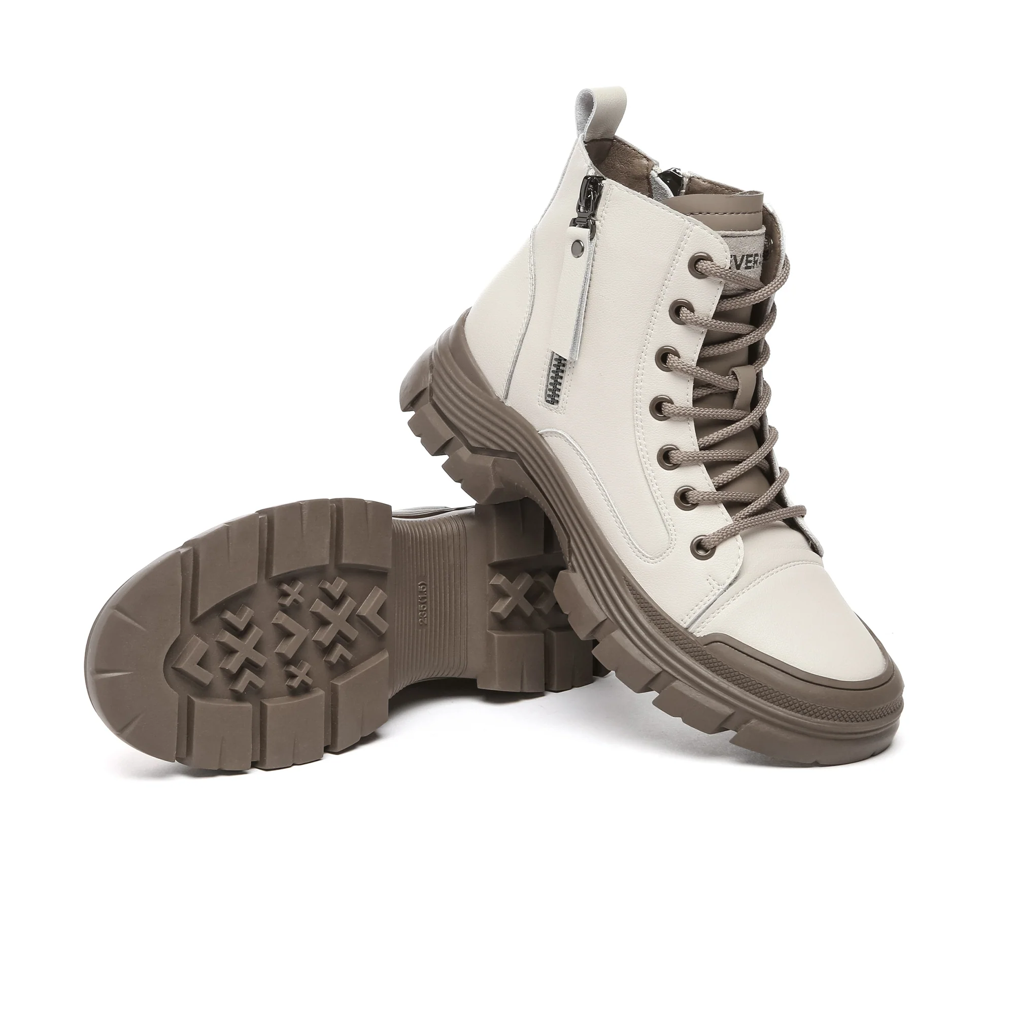 Leather Lace Up Zipper Chunky Boots - Image 10