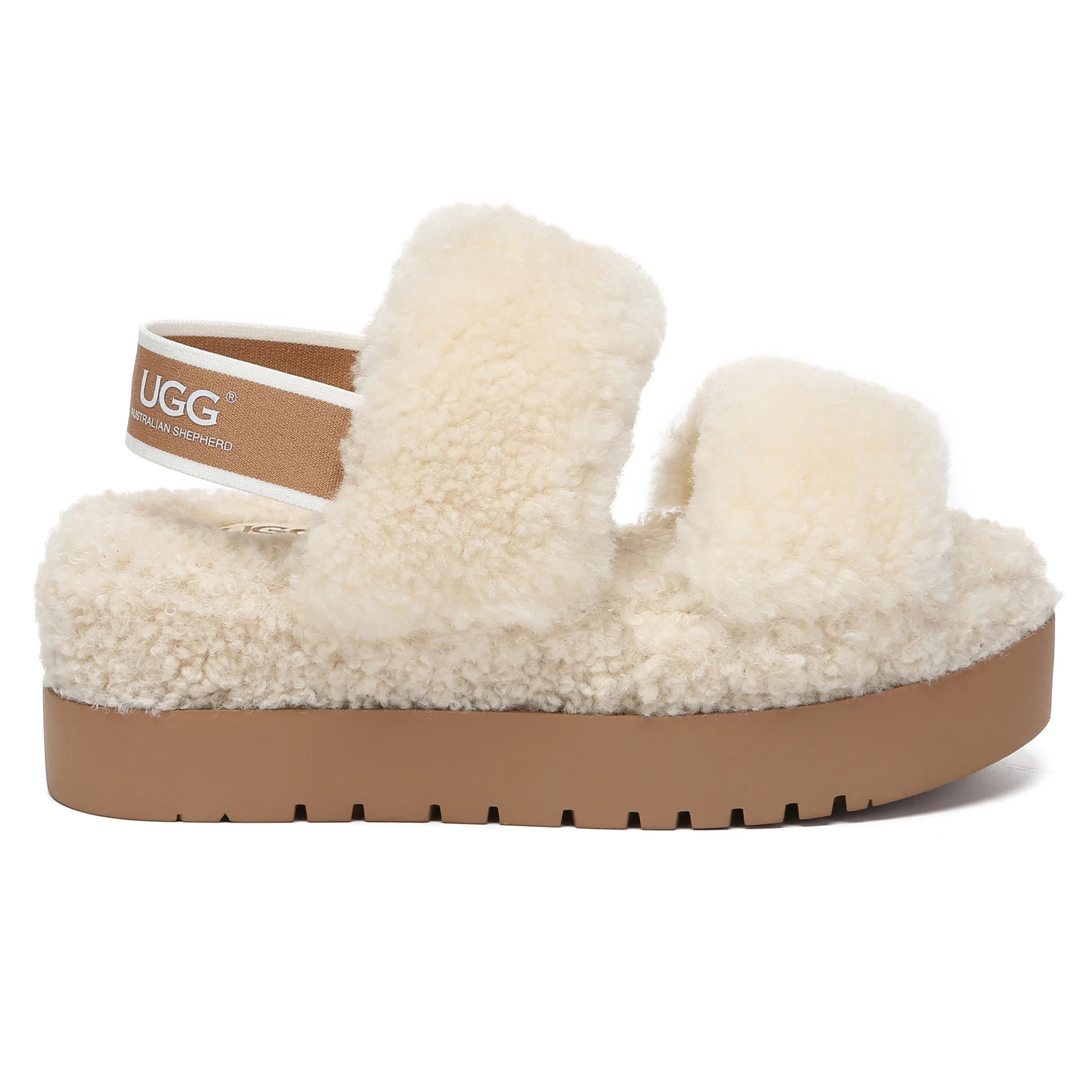 Double Strap Slingback Platform UGG Slippers - Image 11