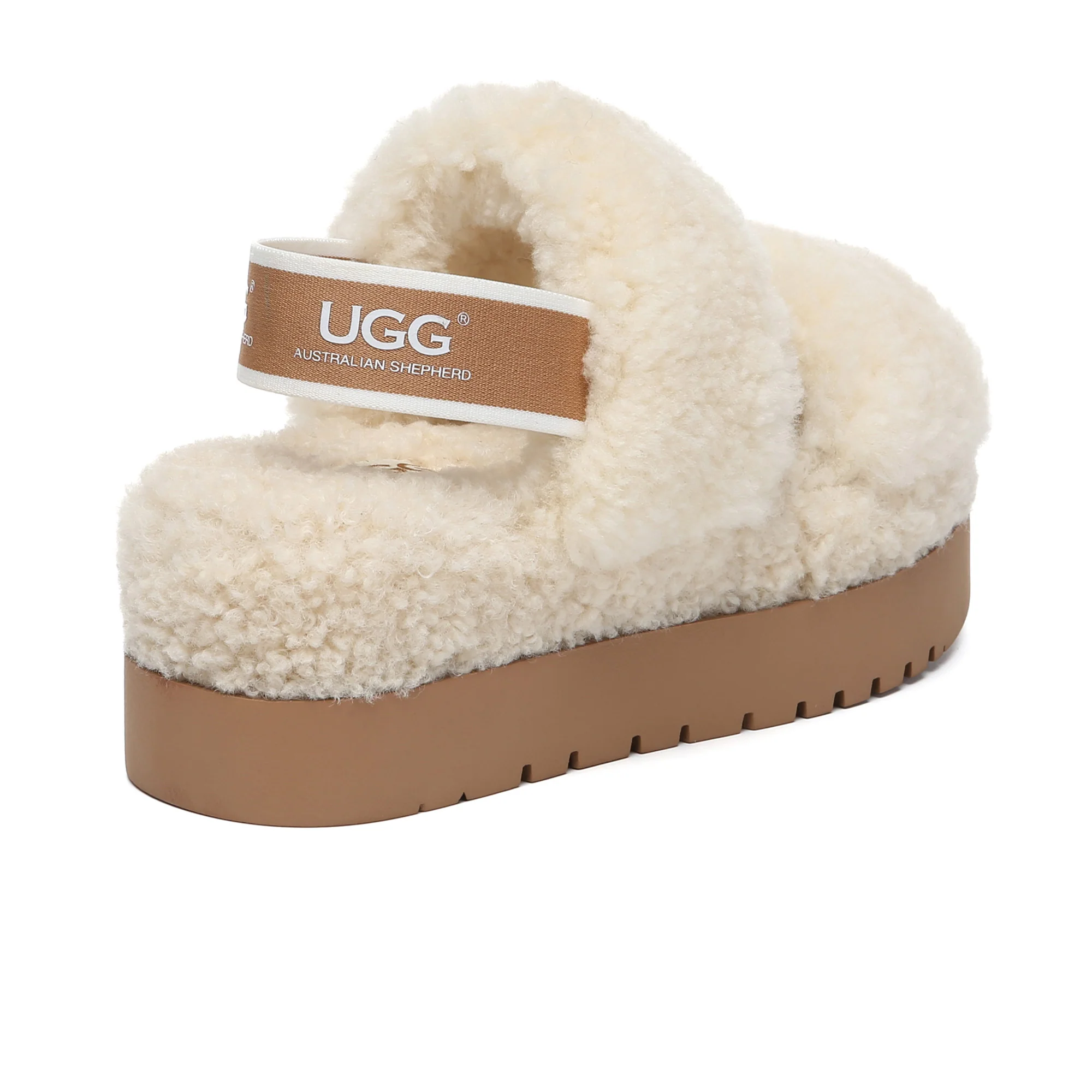Double Strap Slingback Platform UGG Slippers - Image 12