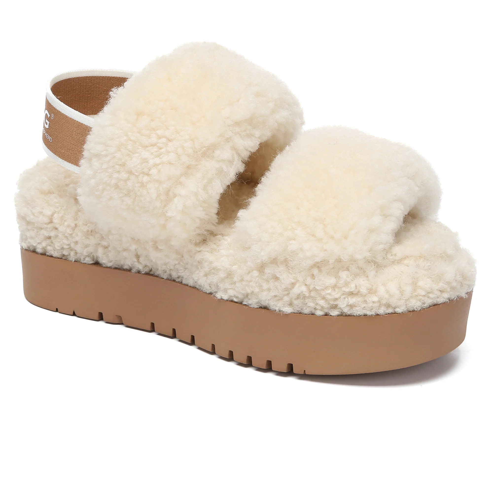 Double Strap Slingback Platform UGG Slippers - Image 13