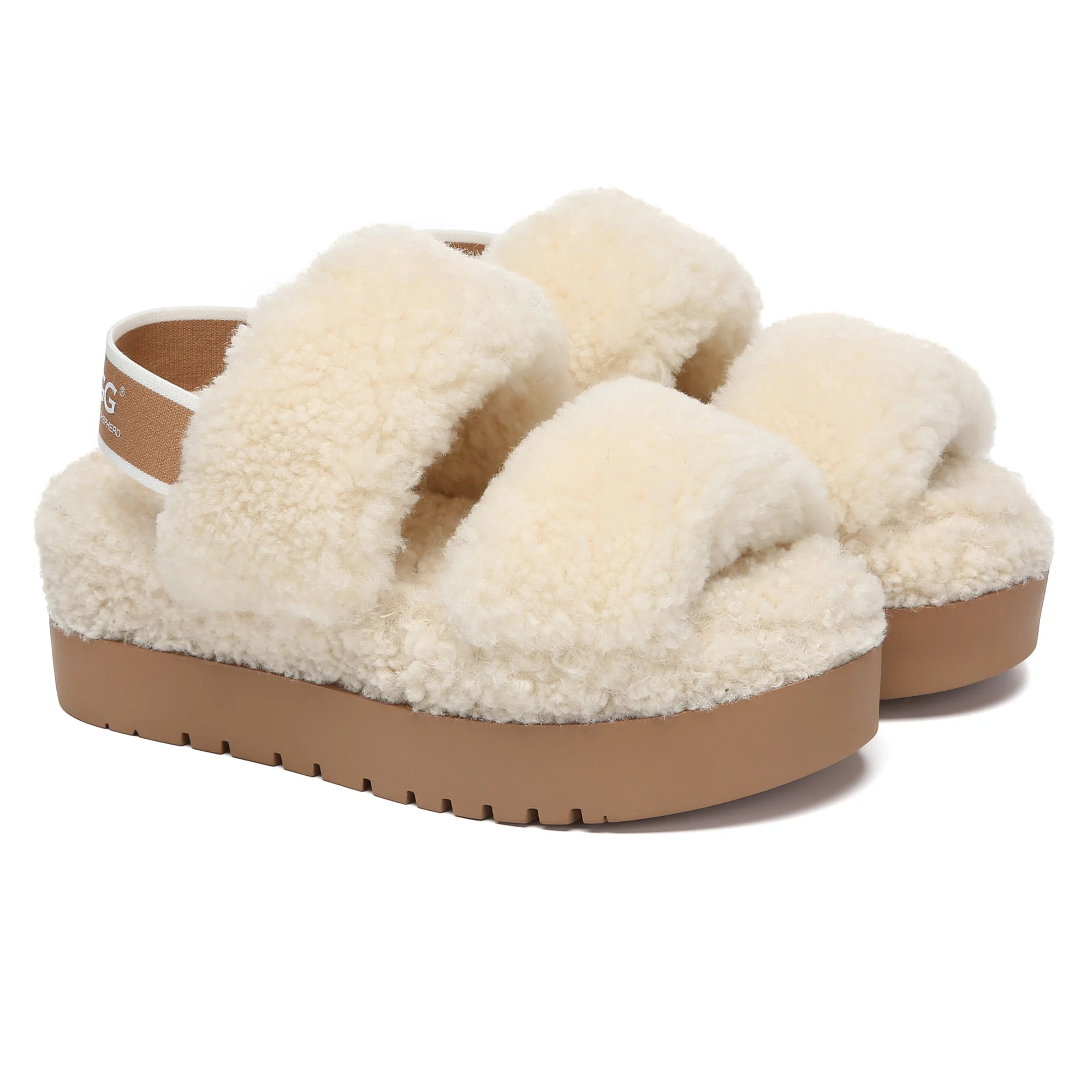 Double Strap Slingback Platform UGG Slippers - Image 14