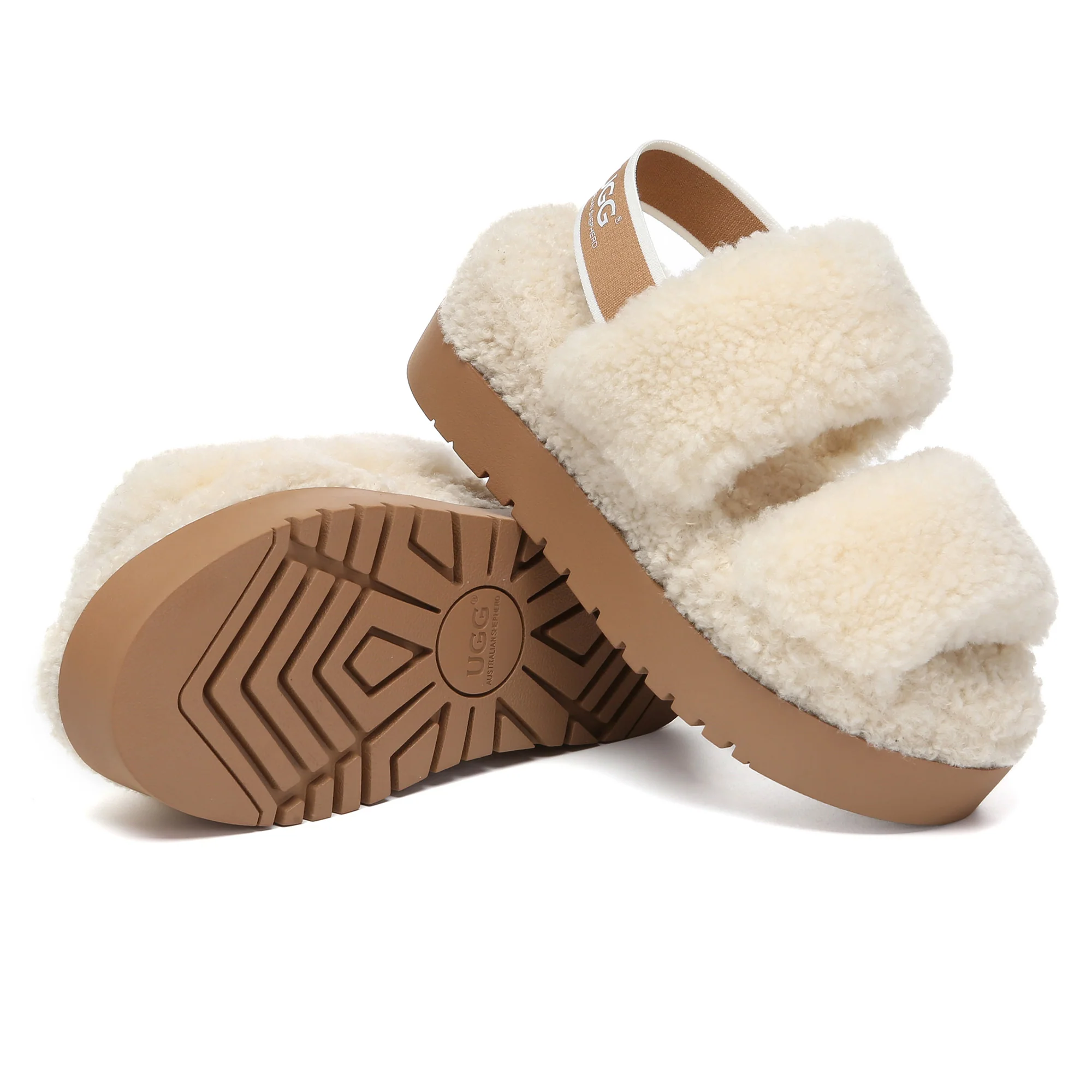 Double Strap Slingback Platform UGG Slippers - Image 15