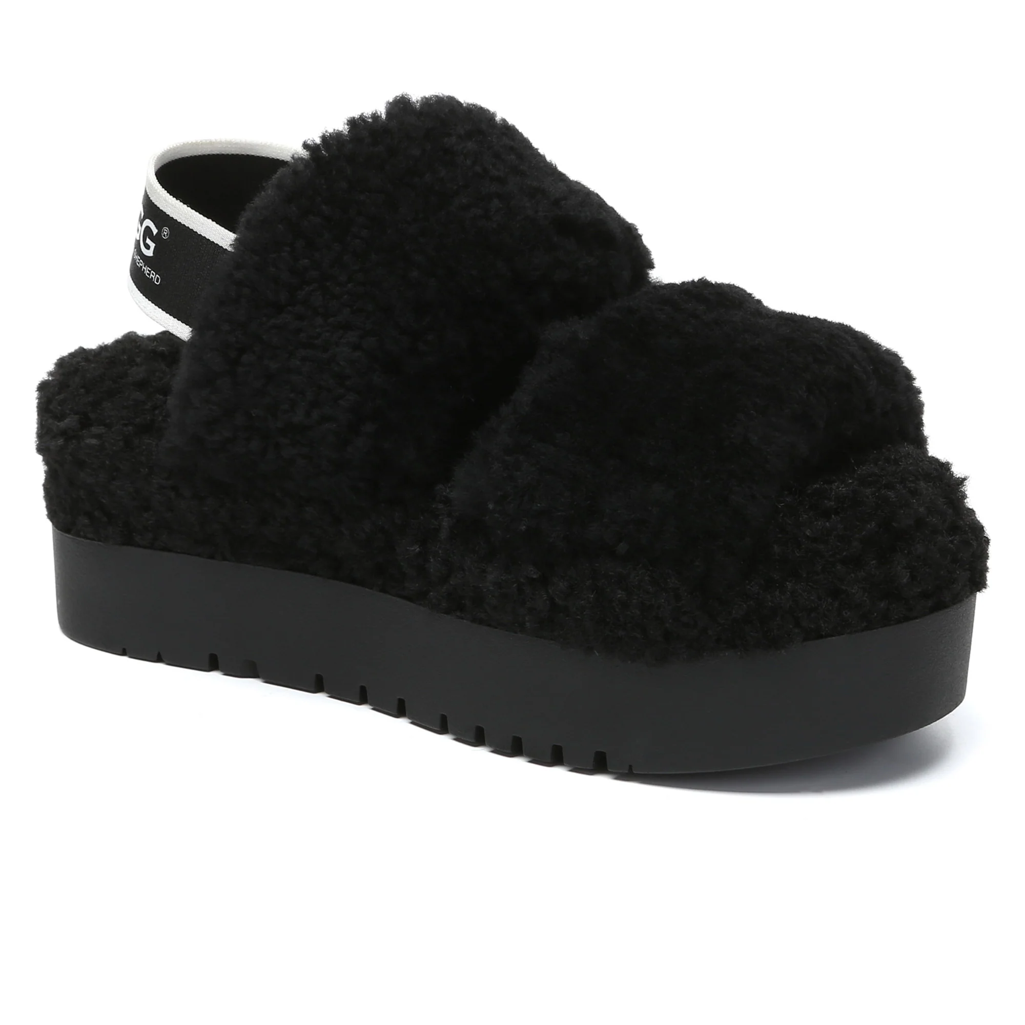 Double Strap Slingback Platform UGG Slippers - Image 3