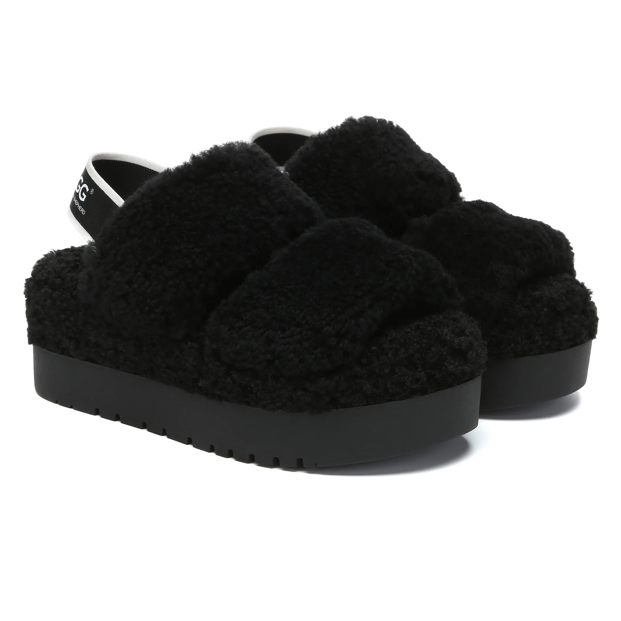 Double Strap Slingback Platform UGG Slippers - Image 4