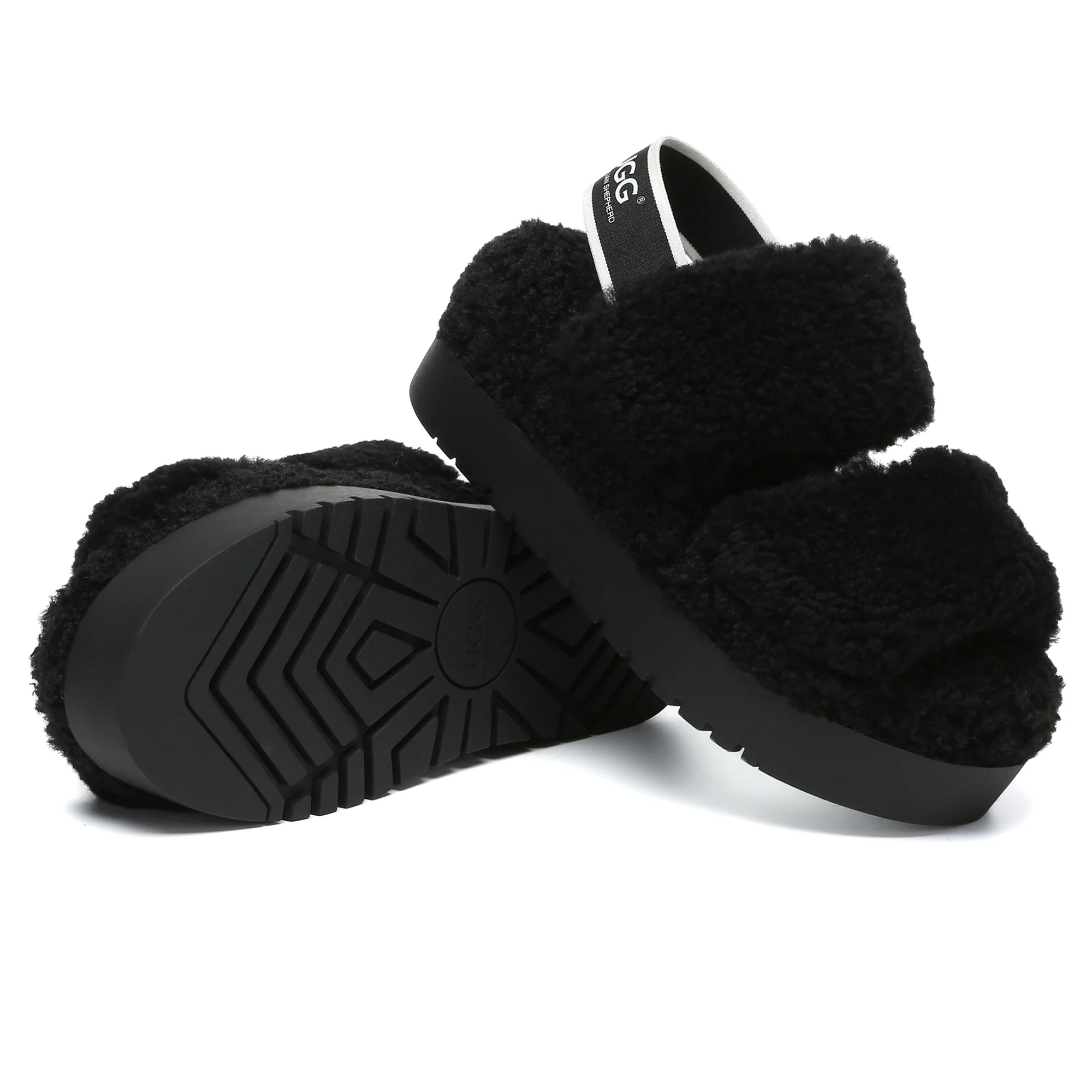 Double Strap Slingback Platform UGG Slippers - Image 5