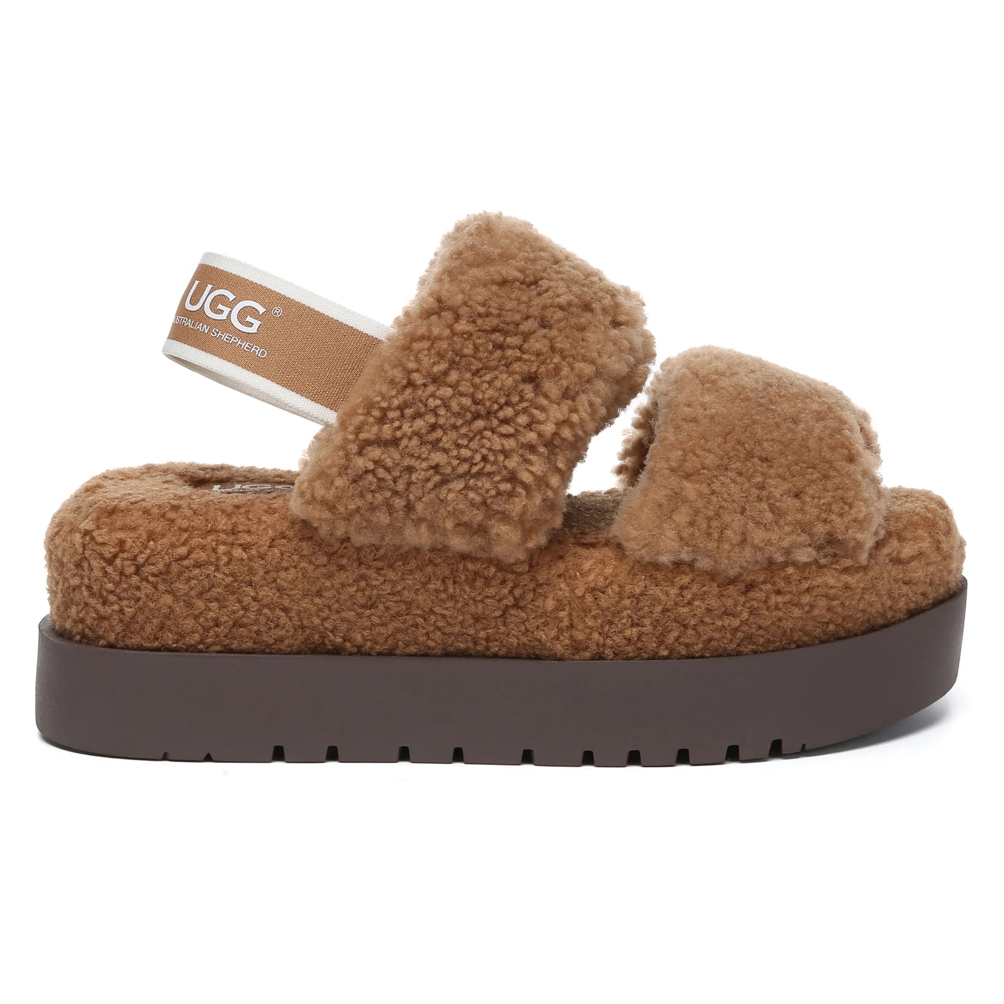 Double Strap Slingback Platform UGG Slippers - Image 6