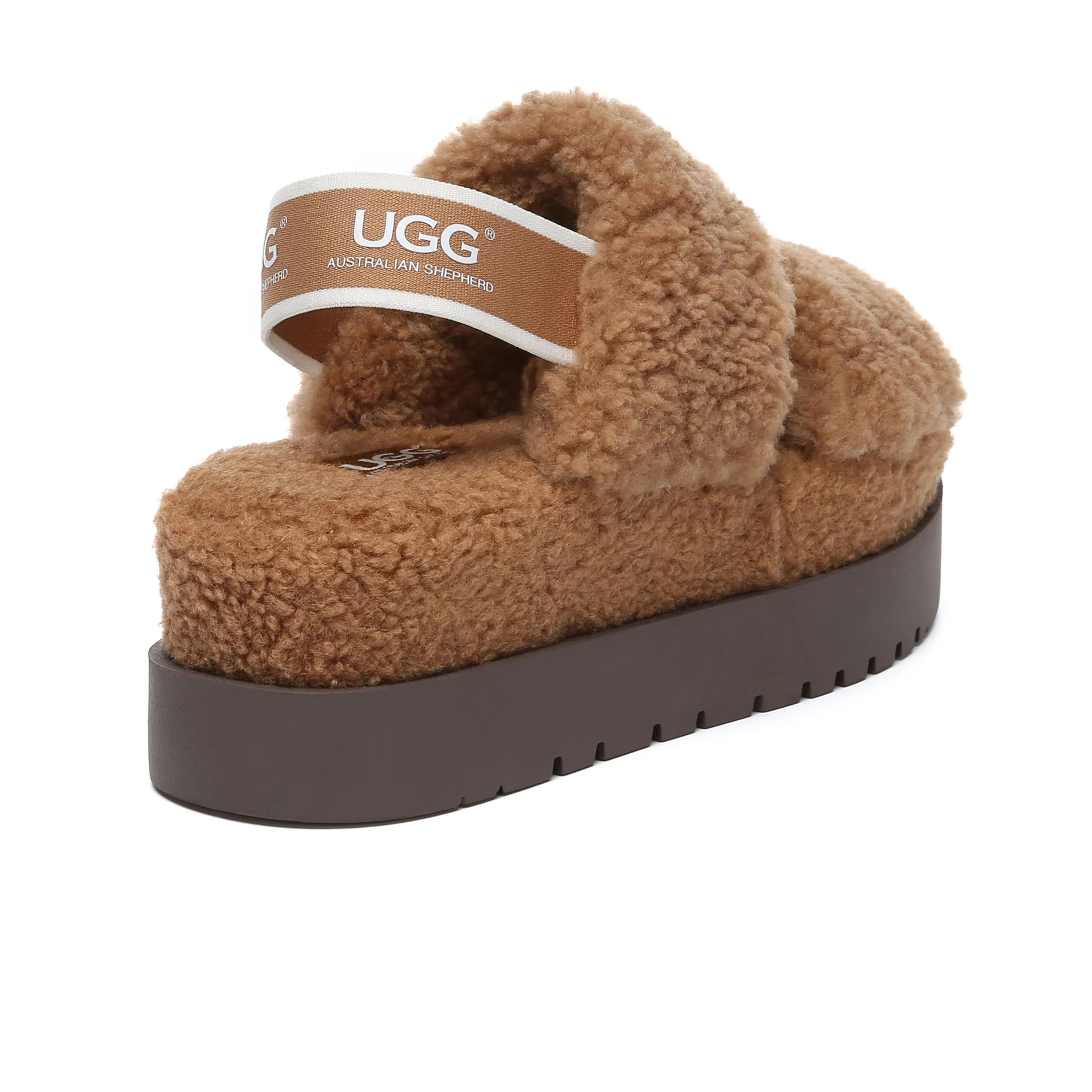 Double Strap Slingback Platform UGG Slippers - Image 7