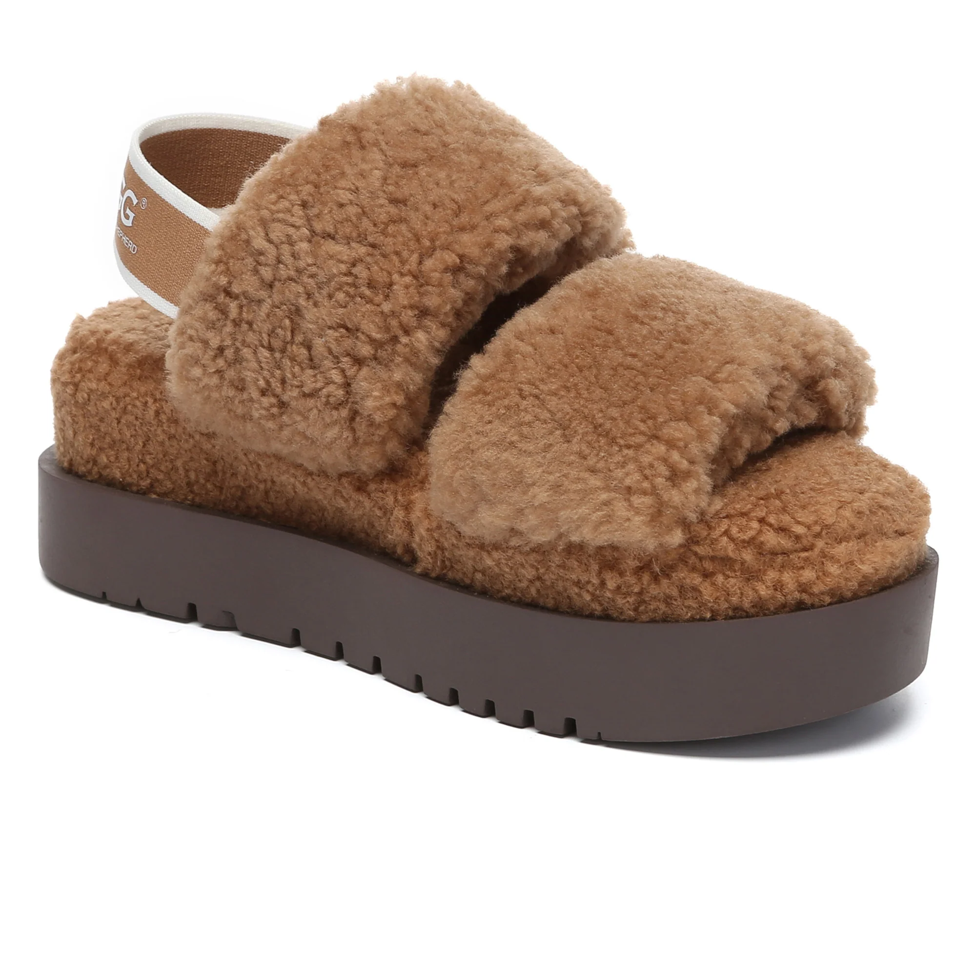 Double Strap Slingback Platform UGG Slippers - Image 8