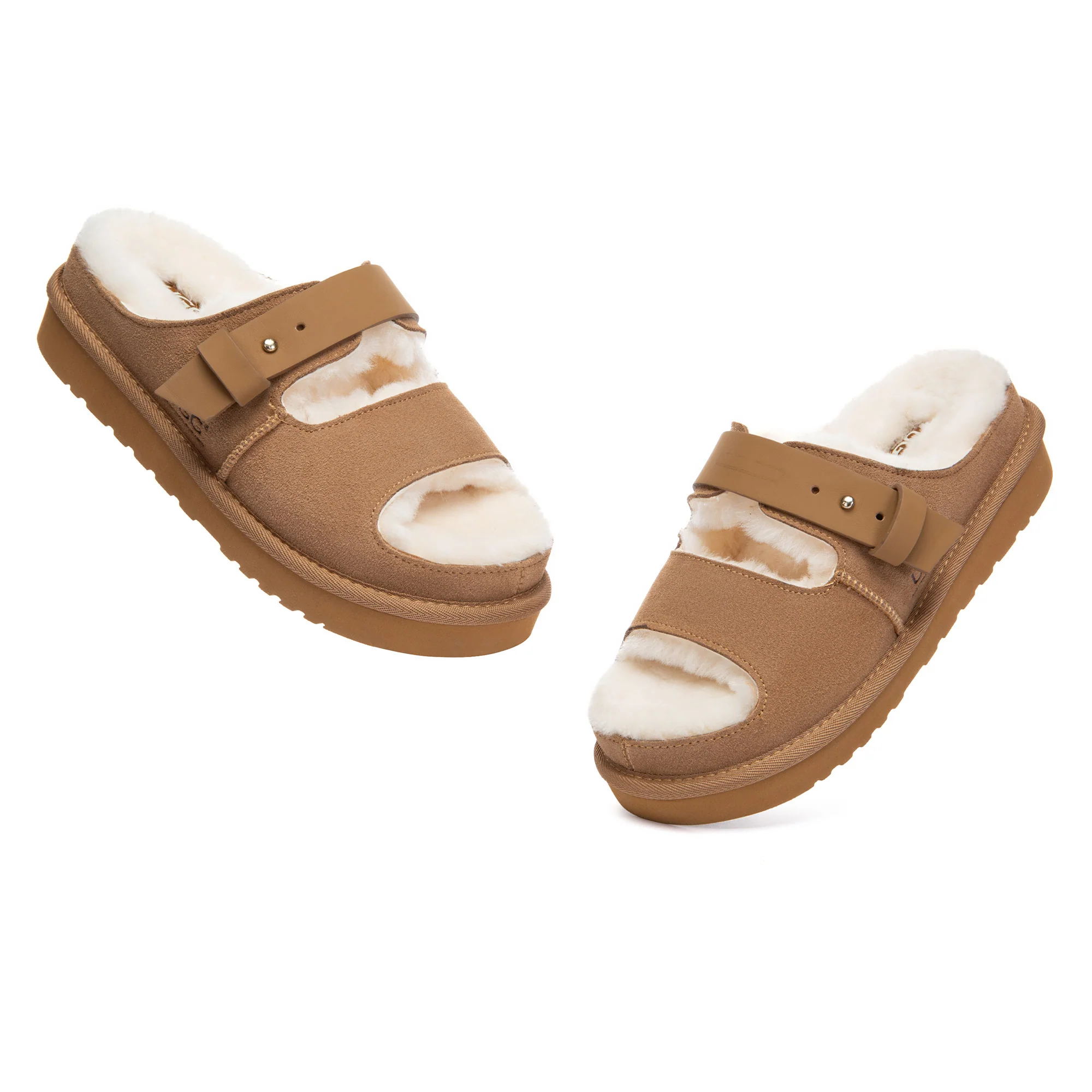 Open-Toe Adjustable Strap UGG Slippers - Image 4
