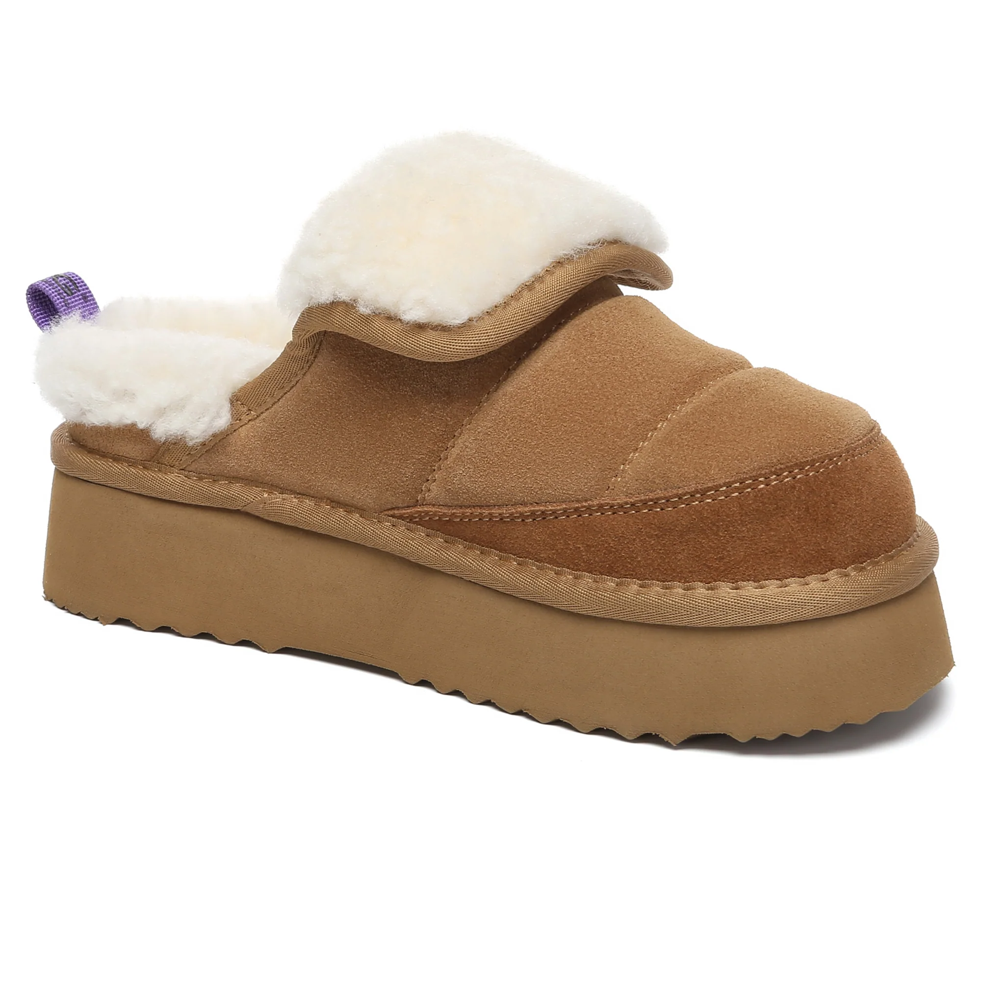 Puffer UGG Sheepskin Platform Slippers - Image 3