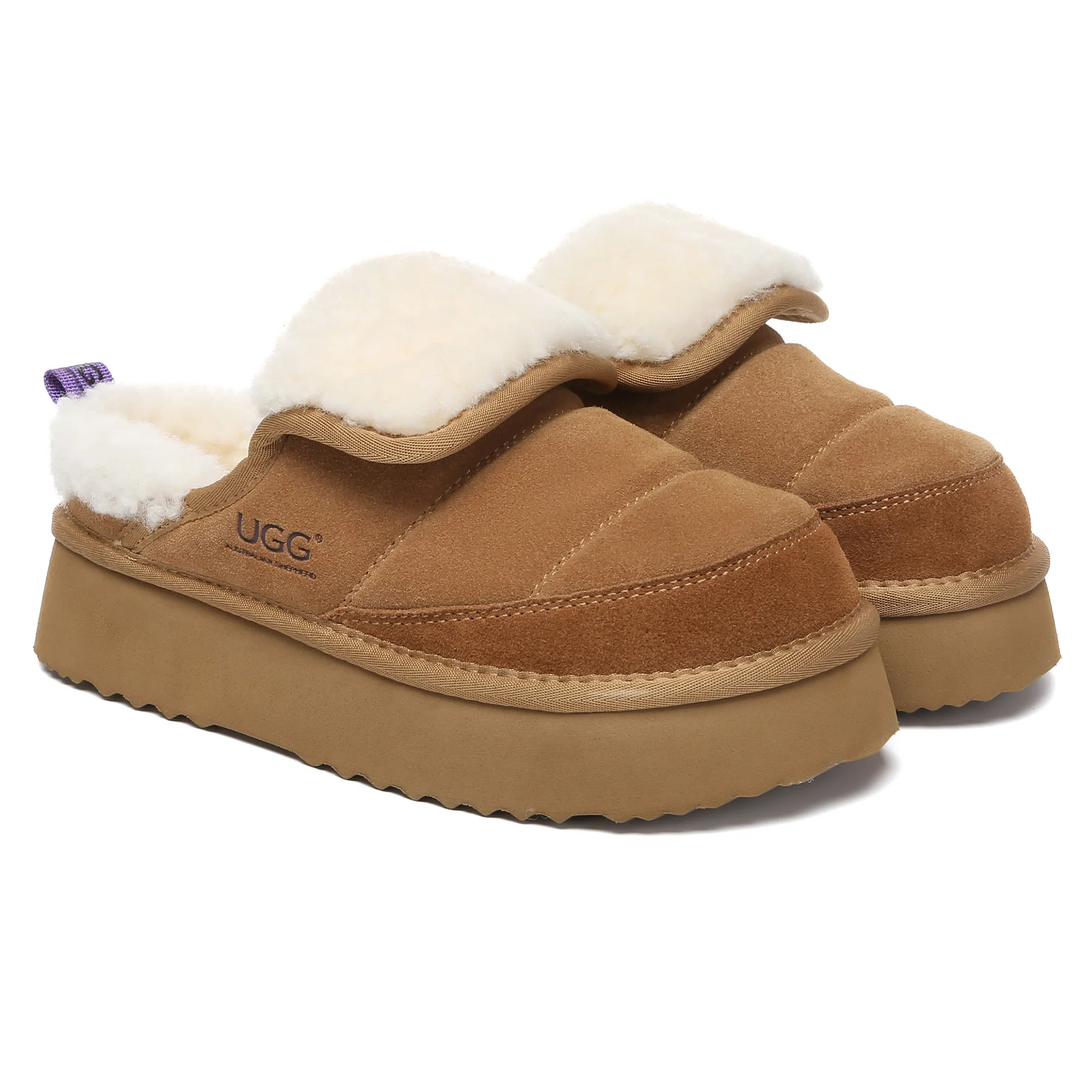Puffer UGG Sheepskin Platform Slippers - Image 4