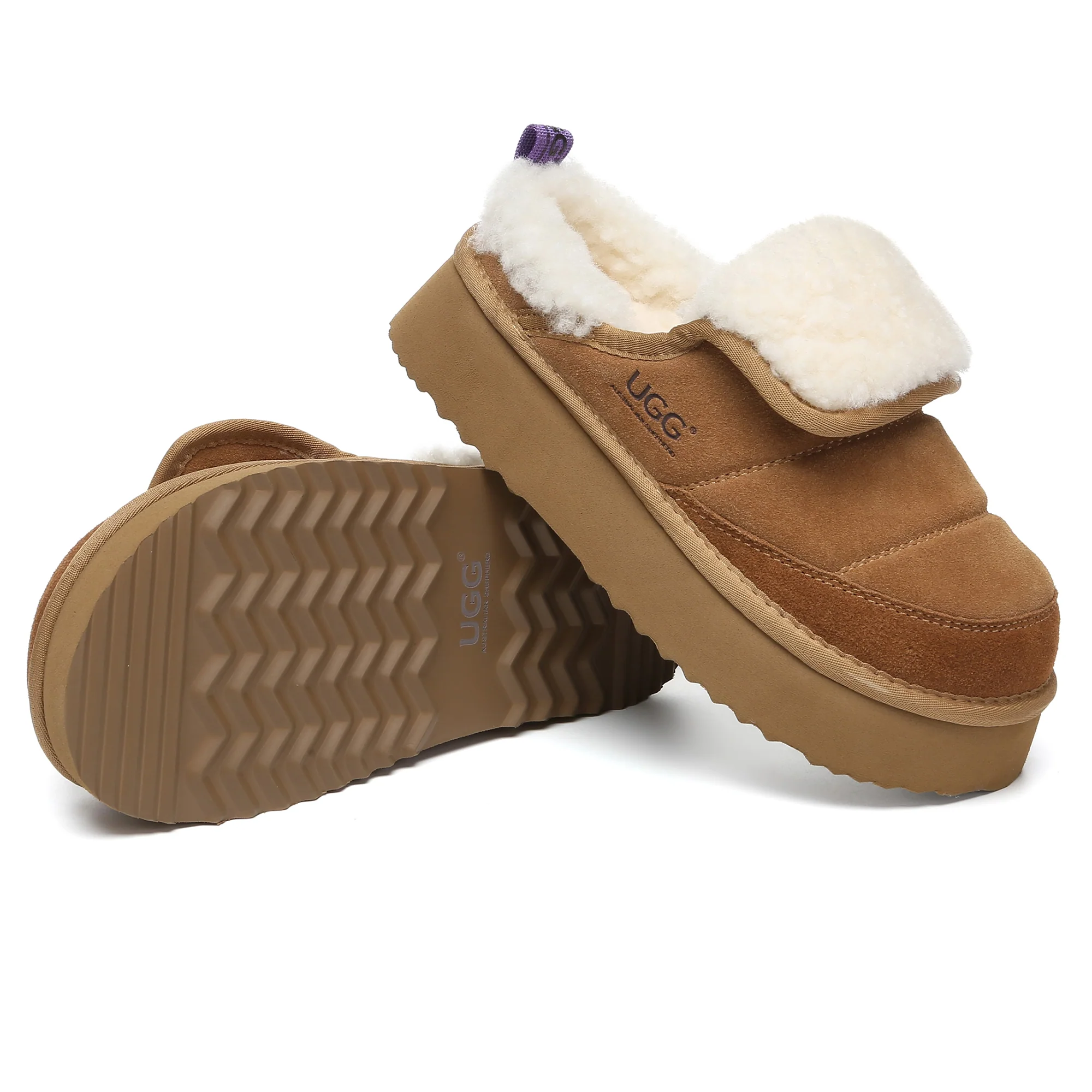 Puffer UGG Sheepskin Platform Slippers - Image 5