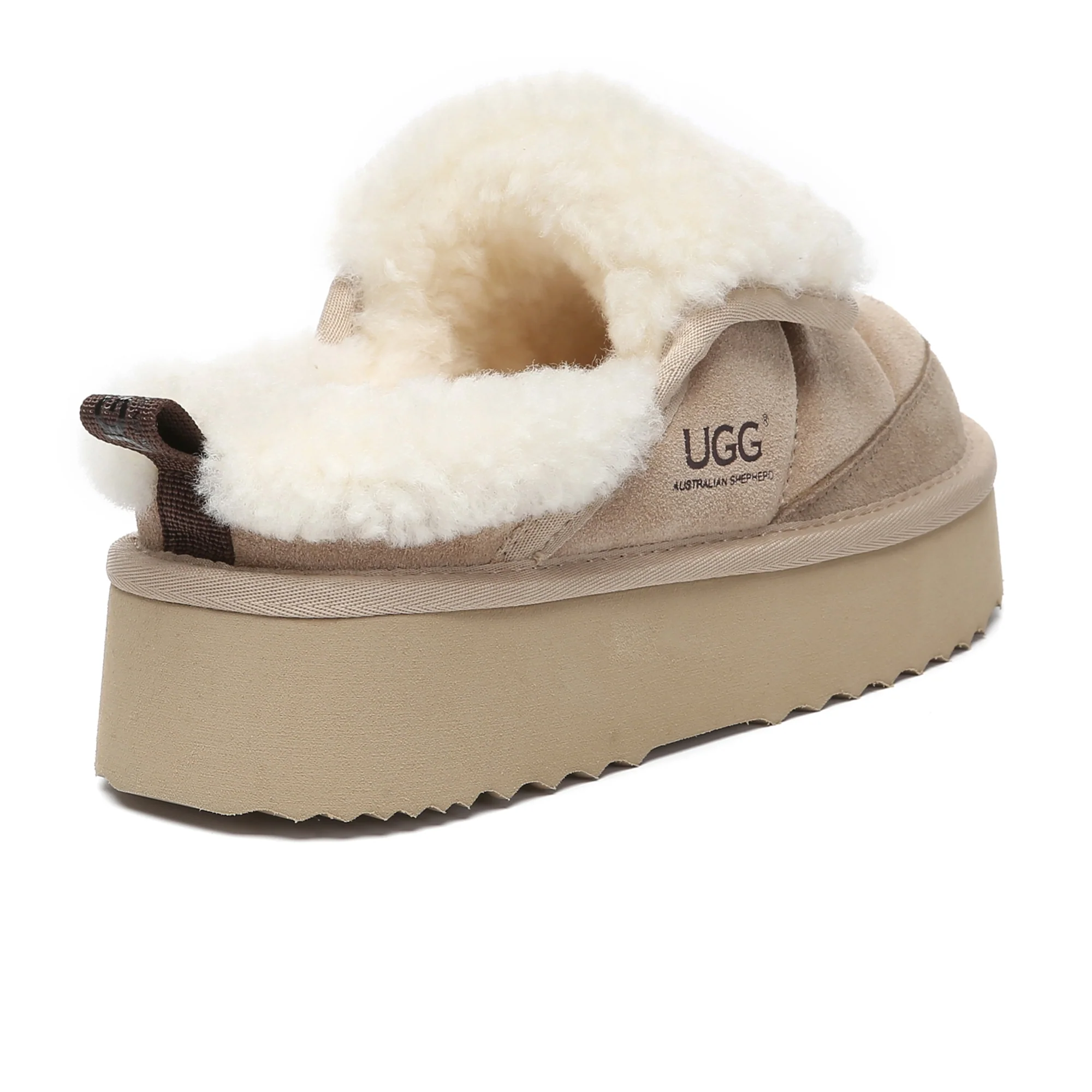 Puffer UGG Sheepskin Platform Slippers - Image 7