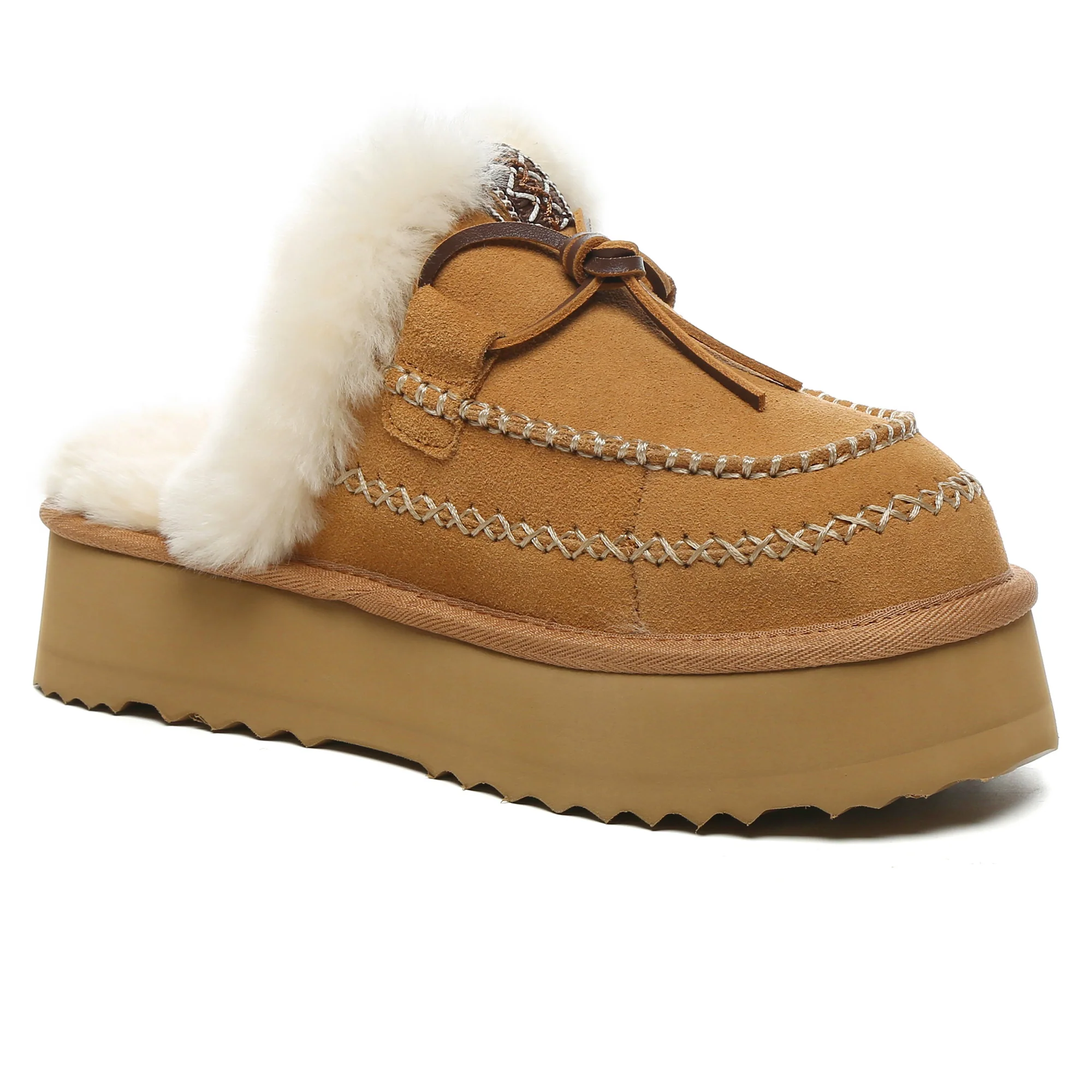 Santana Stitch Platform Scuffs Slippers - Image 3