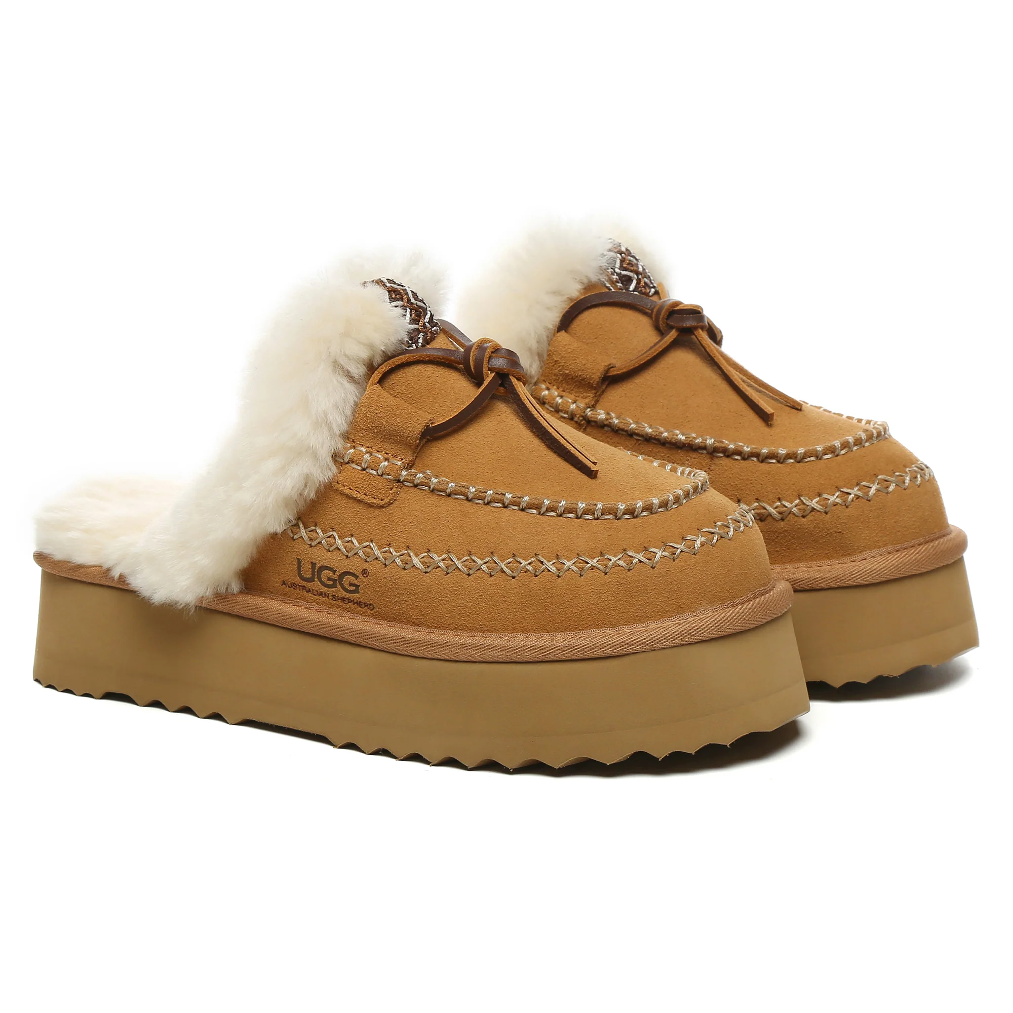 Santana Stitch Platform Scuffs Slippers - Image 4