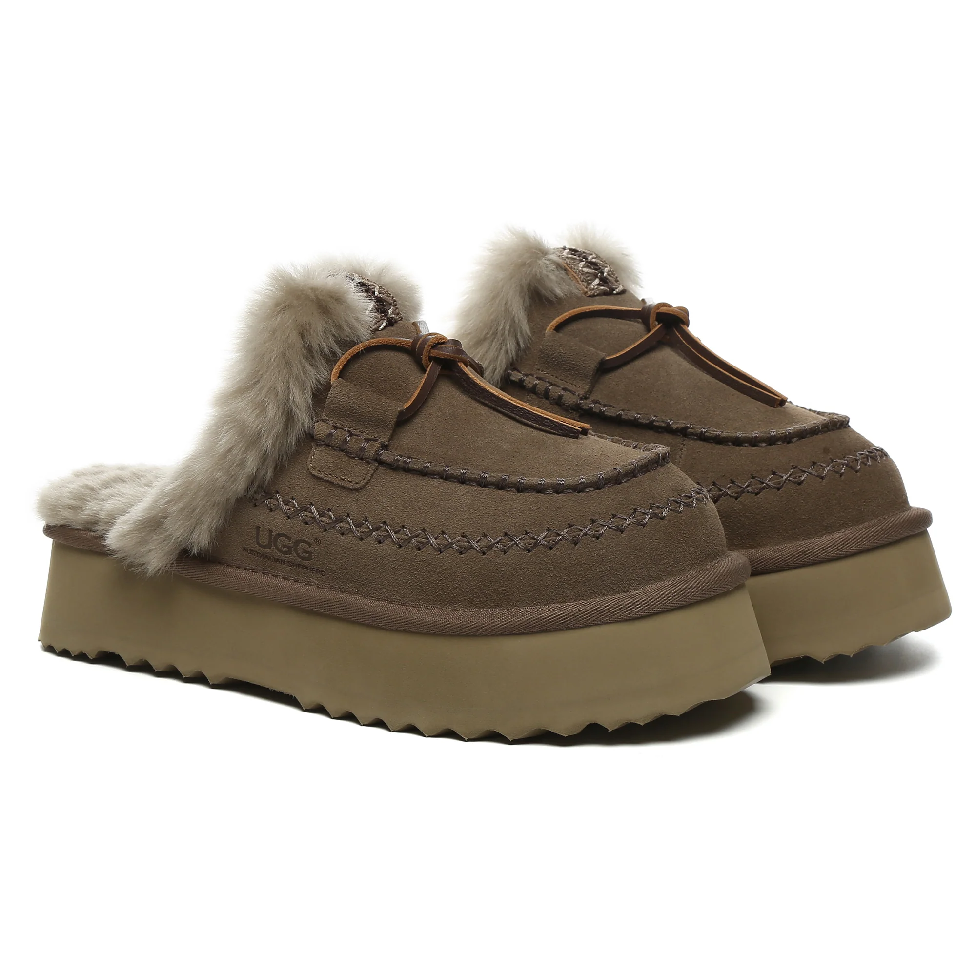 Santana Stitch Platform Scuffs Slippers - Image 9
